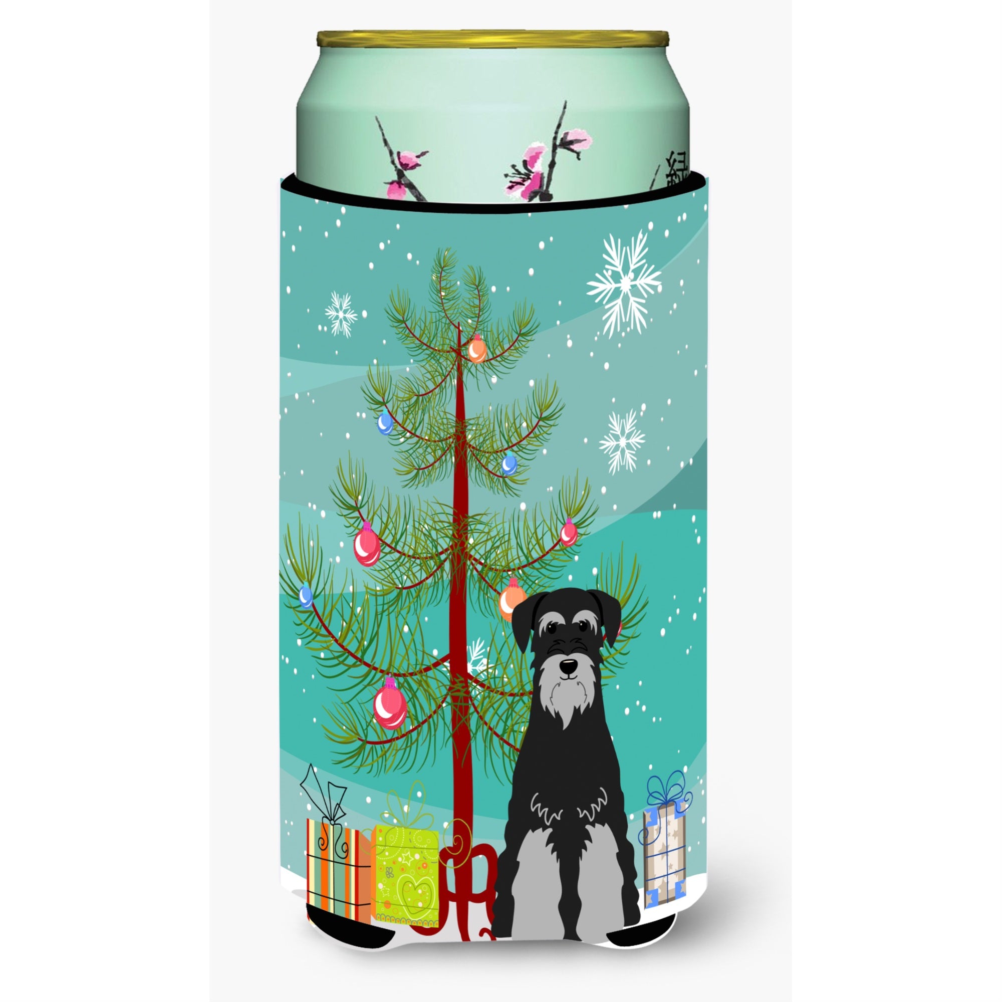 'Caroline'S Treasures Merry Christmas Tree Standard Schnauzer Black Grey Tall Boy Beverage Insulator Hugger Bb4159Tbc, Multicol