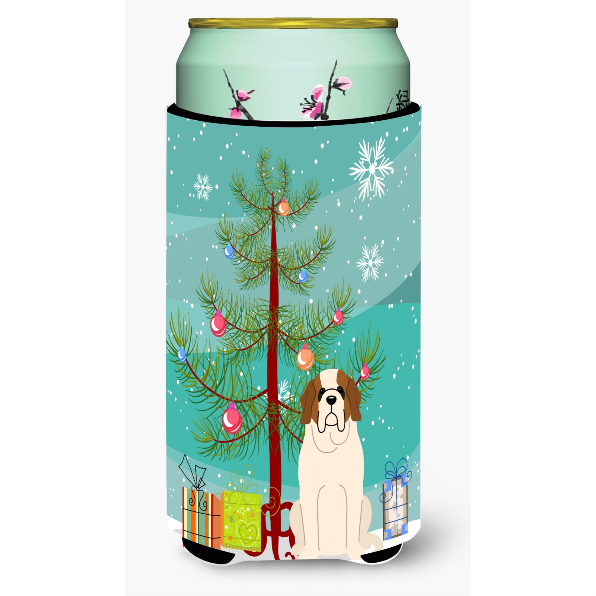 'Caroline'S Treasures Merry Christmas Tree Saint Bernard Tall Boy Beverage Insulator Hugger Bb4160Tbc, Multicolor''