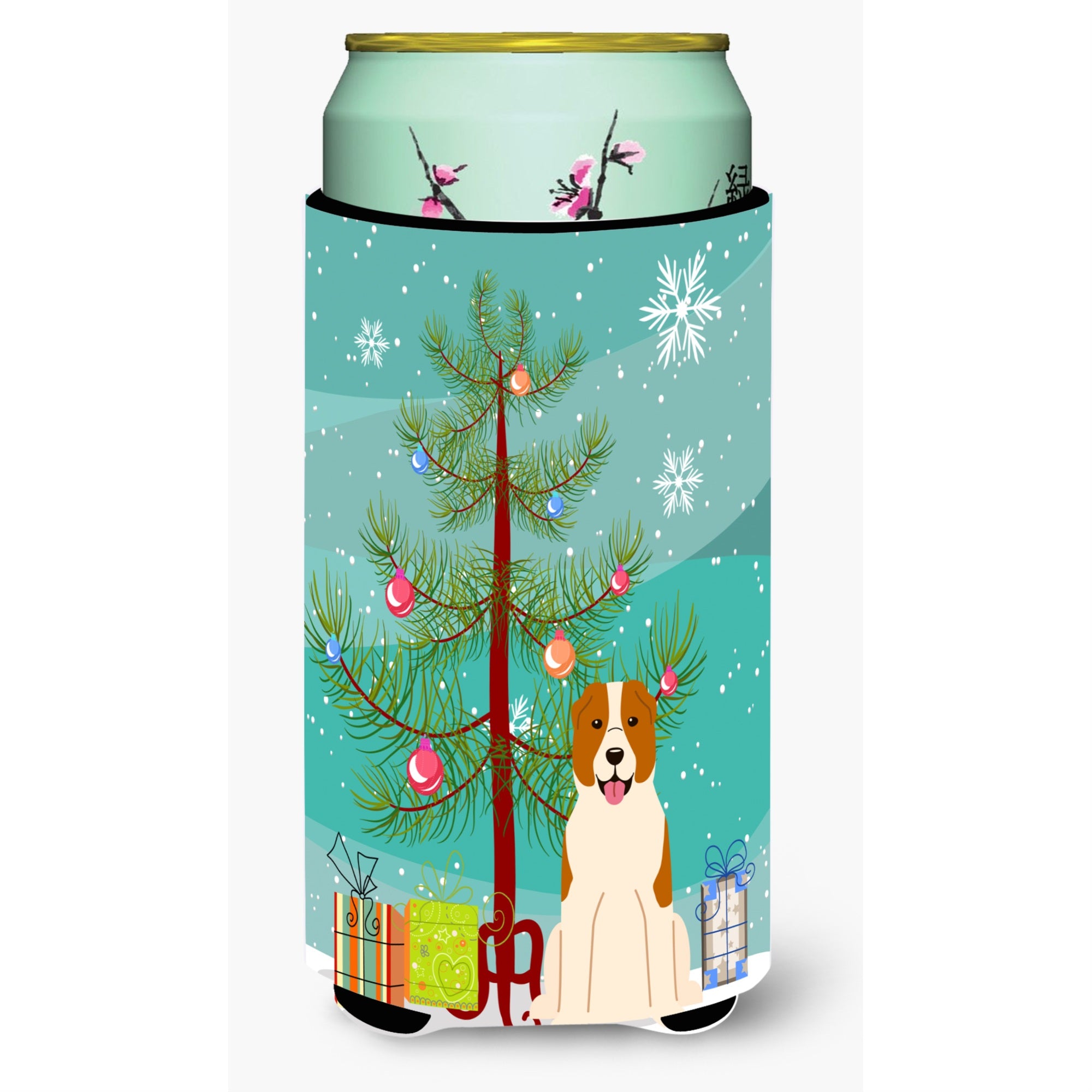 'Caroline'S Treasures Merry Christmas Tree Central Asian Shepherd Dog Tall Boy Beverage Insulator Hugger Bb4174Tbc, Multicolor'