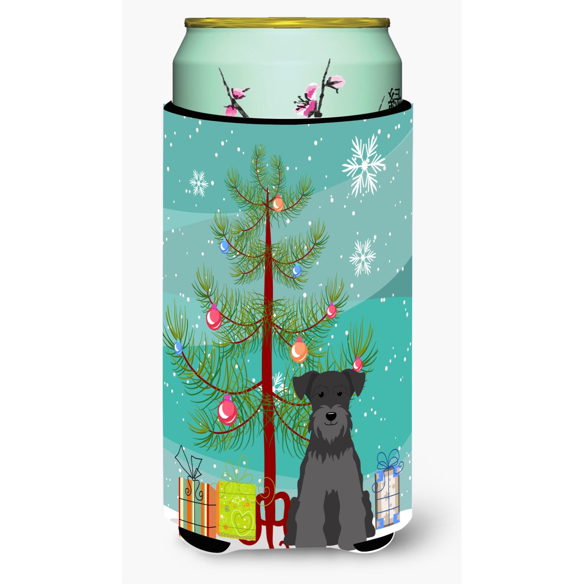 'Caroline'S Treasures Merry Christmas Tree Miniature Schanuzer Black Tall Boy Beverage Insulator Hugger Bb4176Tbc, Multicolor''