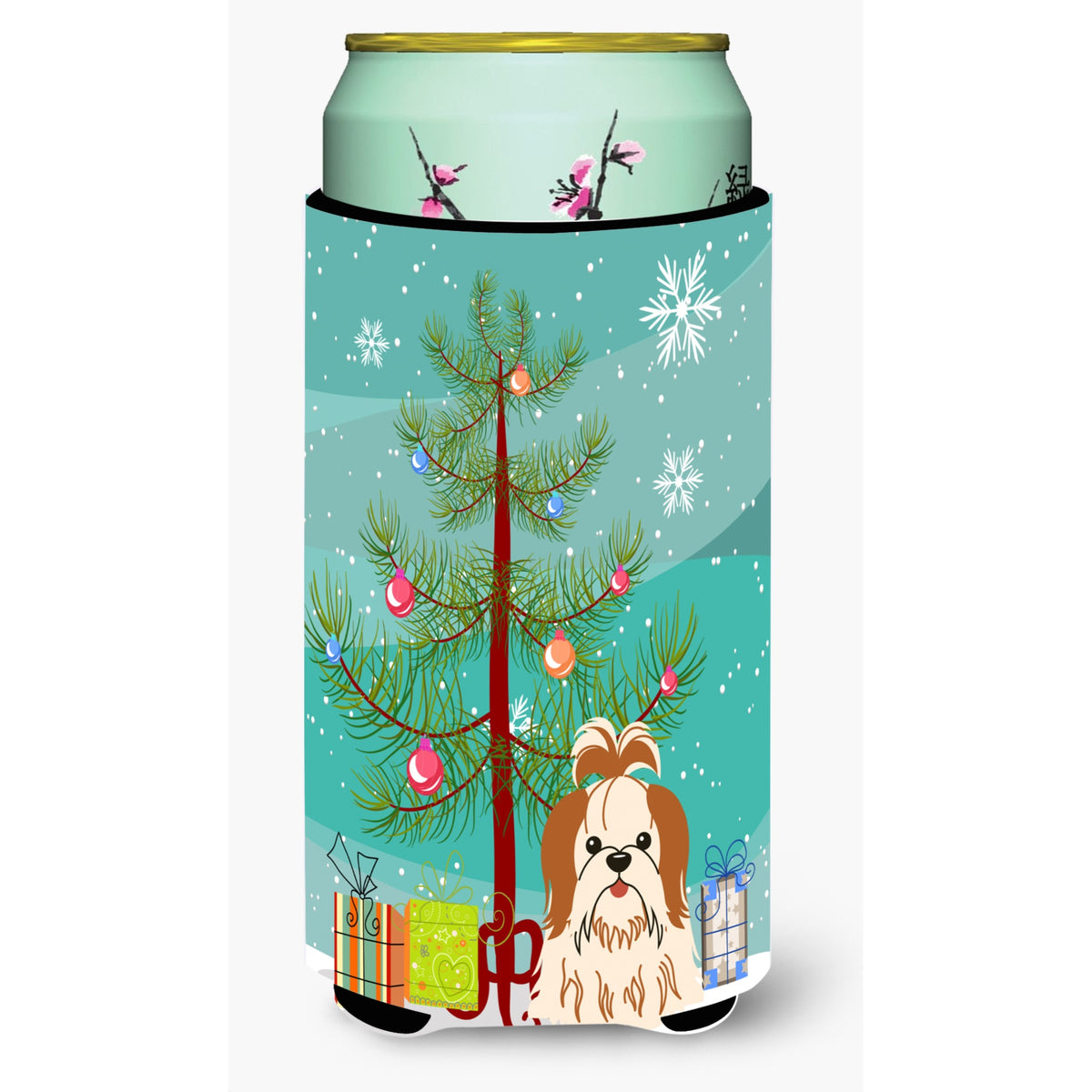 'Caroline'S Treasures Merry Christmas Tree Shih Tzu Red White Tall Boy Beverage Insulator Hugger Bb4212Tbc, Multicolor''