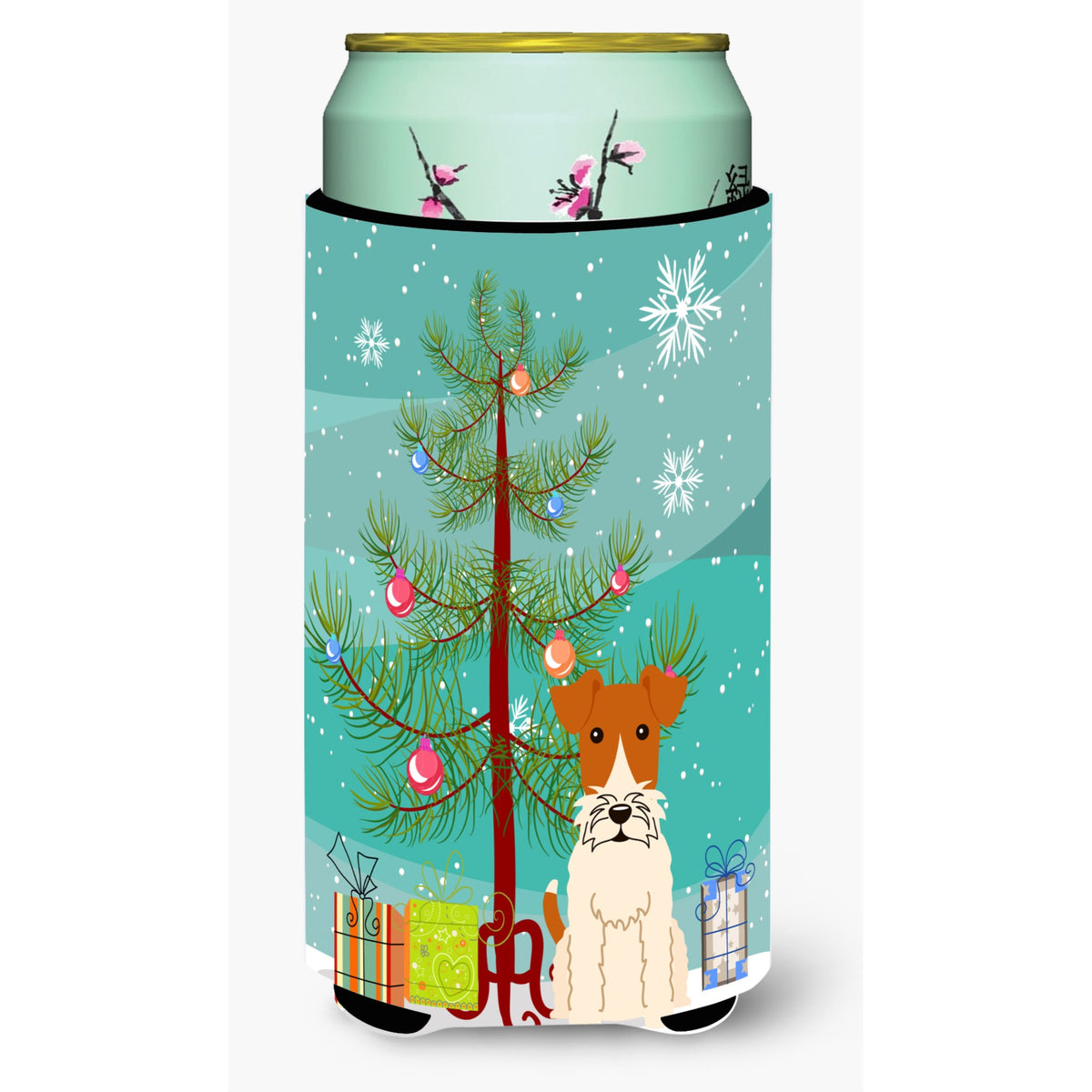'Caroline'S Treasures Merry Christmas Tree Wire Fox Terrier Tall Boy Beverage Insulator Hugger Bb4226Tbc, Multicolor''
