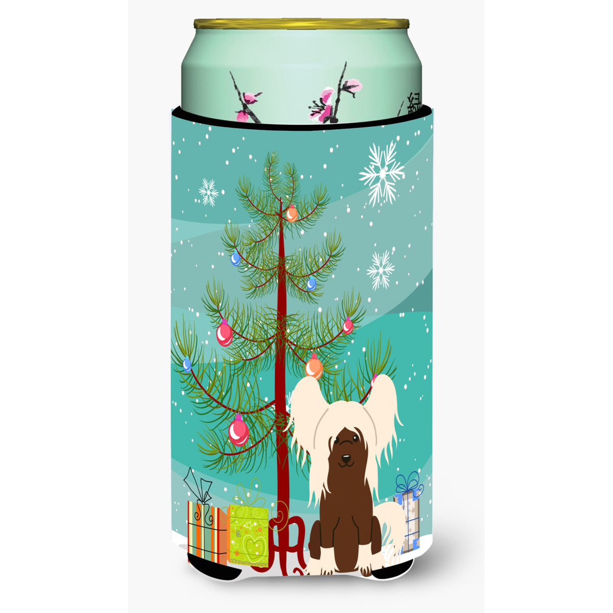 'Caroline'S Treasures Merry Christmas Tree Chinese Crested Cream Tall Boy Beverage Insulator Hugger Bb4238Tbc, Multicolor''