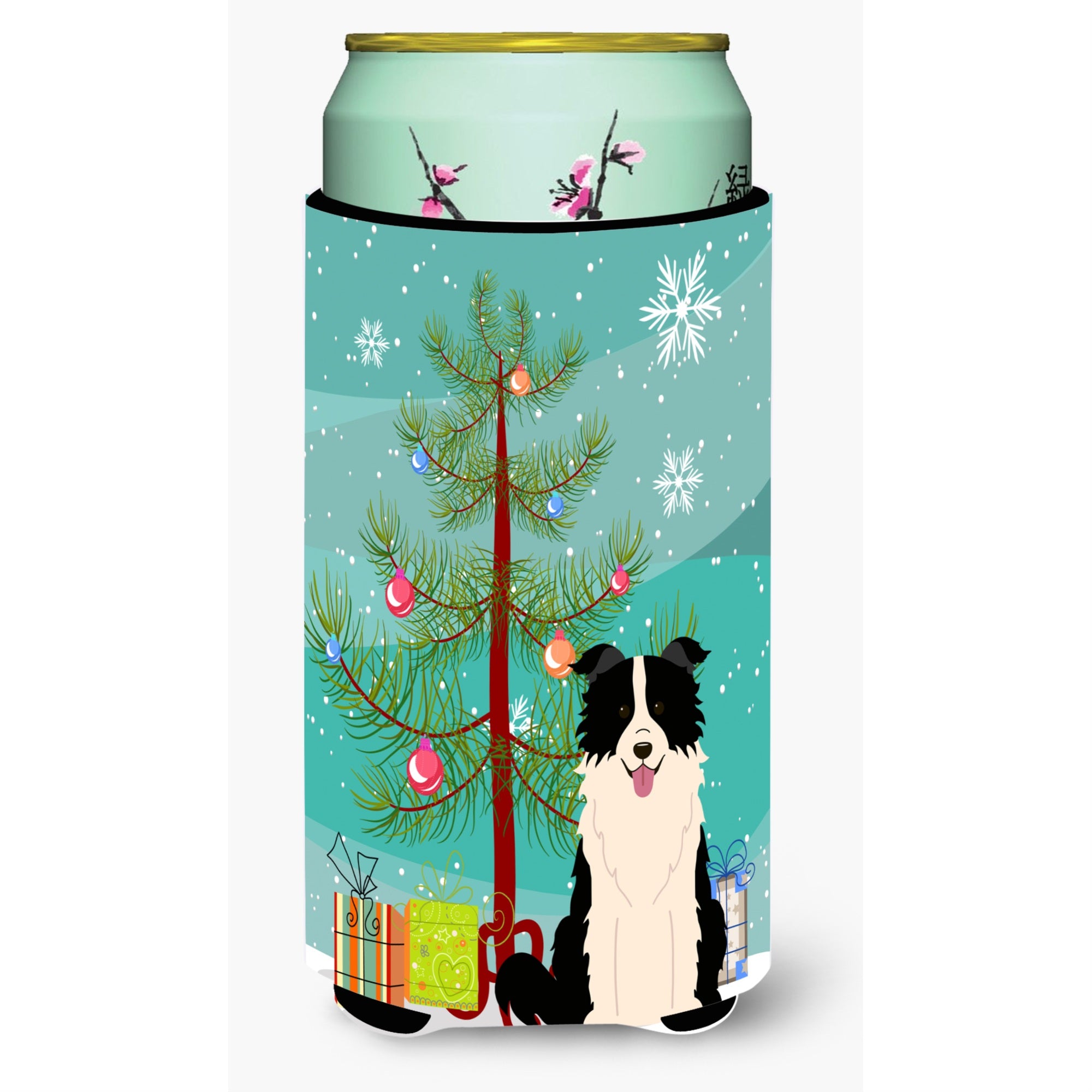 'Caroline'S Treasures Merry Christmas Tree Border Collie Black White Tall Boy Beverage Insulator Hugger Bb4243Tbc, Multicolor''