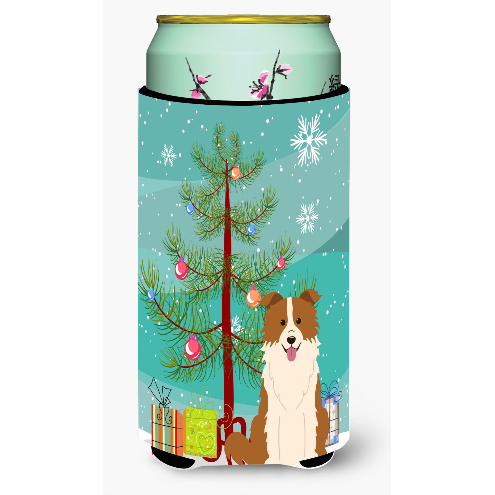 'Caroline'S Treasures Merry Christmas Tree Border Collie Red White Tall Boy Beverage Insulator Hugger Bb4244Tbc, Multicolor''