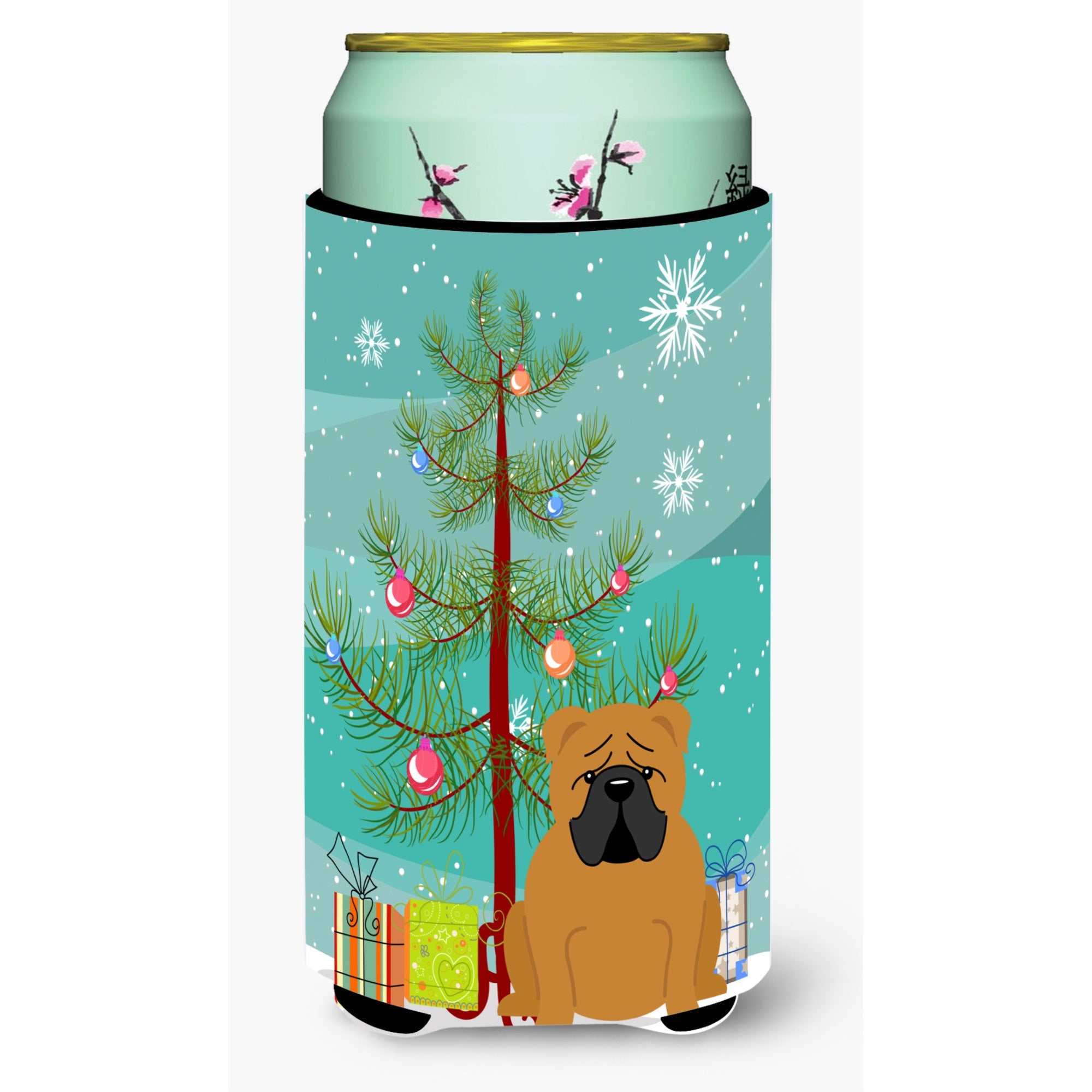 'Caroline'S Treasures Merry Christmas Tree English Bulldog Red Tall Boy Beverage Insulator Hugger Bb4247Tbc, Multicolor''