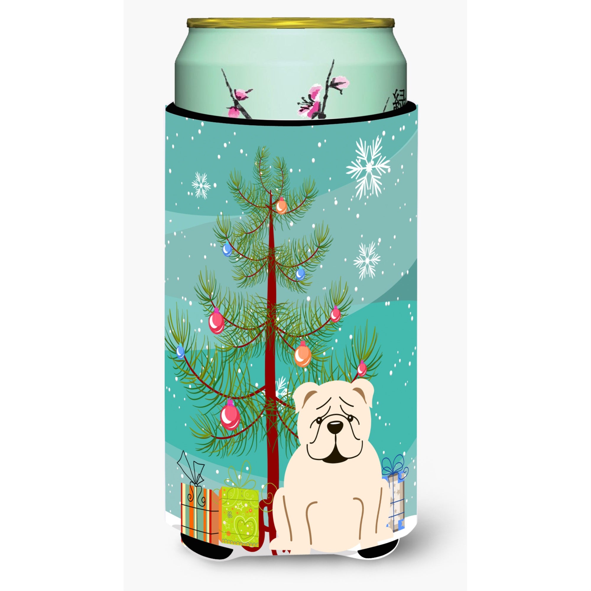'Caroline'S Treasures Merry Christmas Tree English Bulldog White Tall Boy Beverage Insulator Hugger Bb4248Tbc, Multicolor''