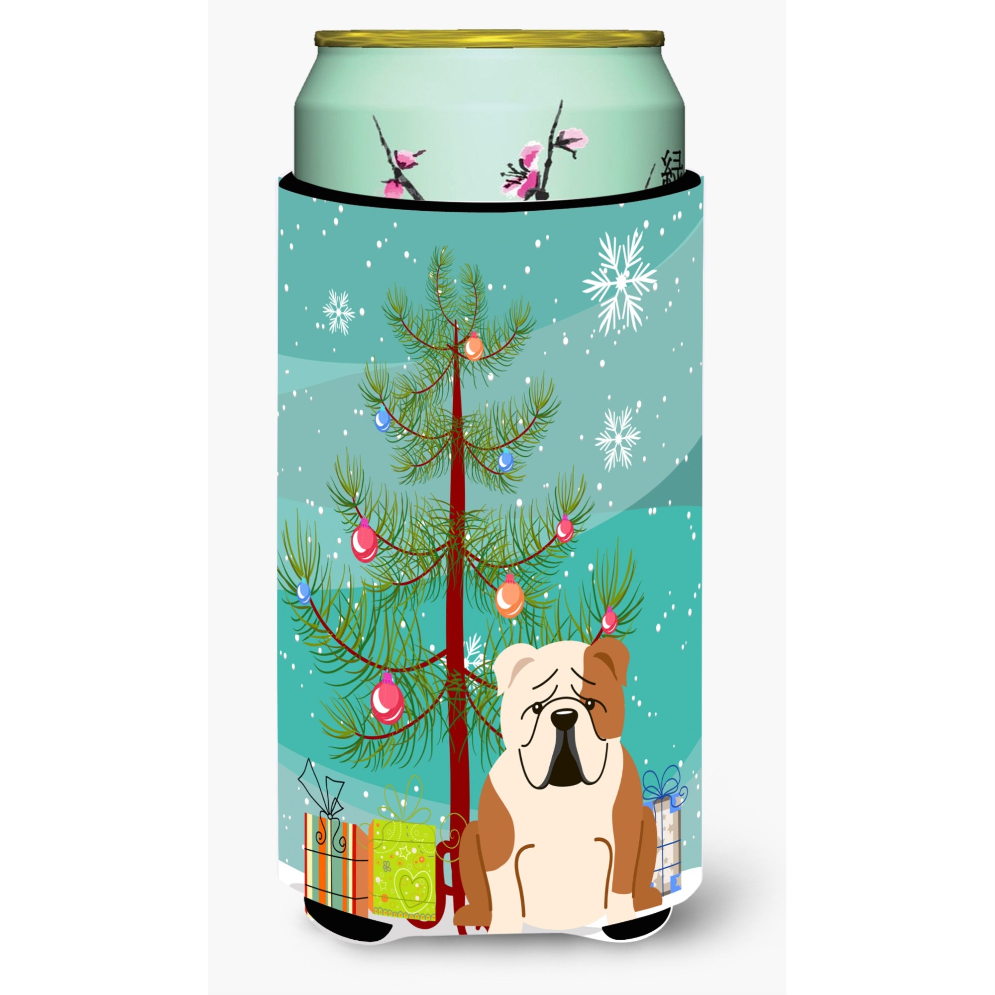 'Caroline'S Treasures Merry Christmas Tree English Bulldog Fawn White Tall Boy Beverage Insulator Hugger Bb4250Tbc, Multicolor'