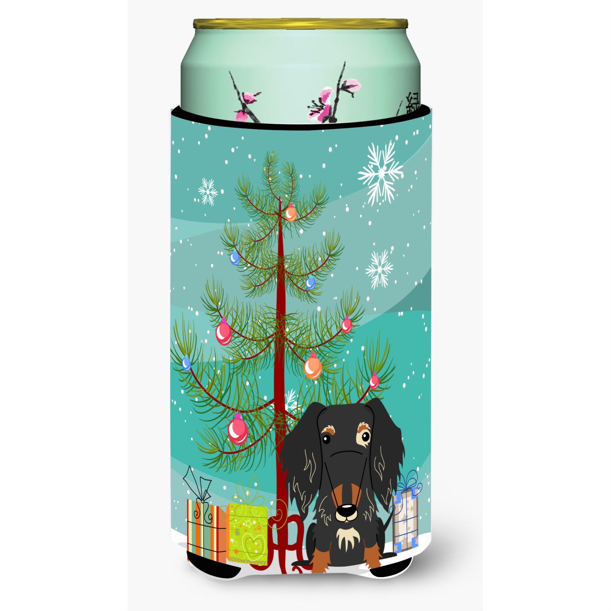'Caroline'S Treasures Merry Christmas Tree Wire Haired Dachshund Dapple Tall Boy Beverage Insulator Hugger Bb4253Tbc, Multicolo