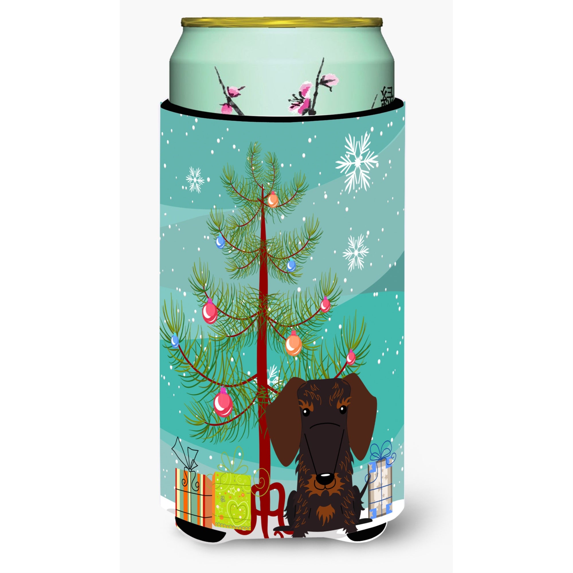 'Caroline'S Treasures Merry Christmas Tree Wire Haired Dachshund Chocolate Tall Boy Beverage Insulator Hugger Bb4254Tbc, Multic