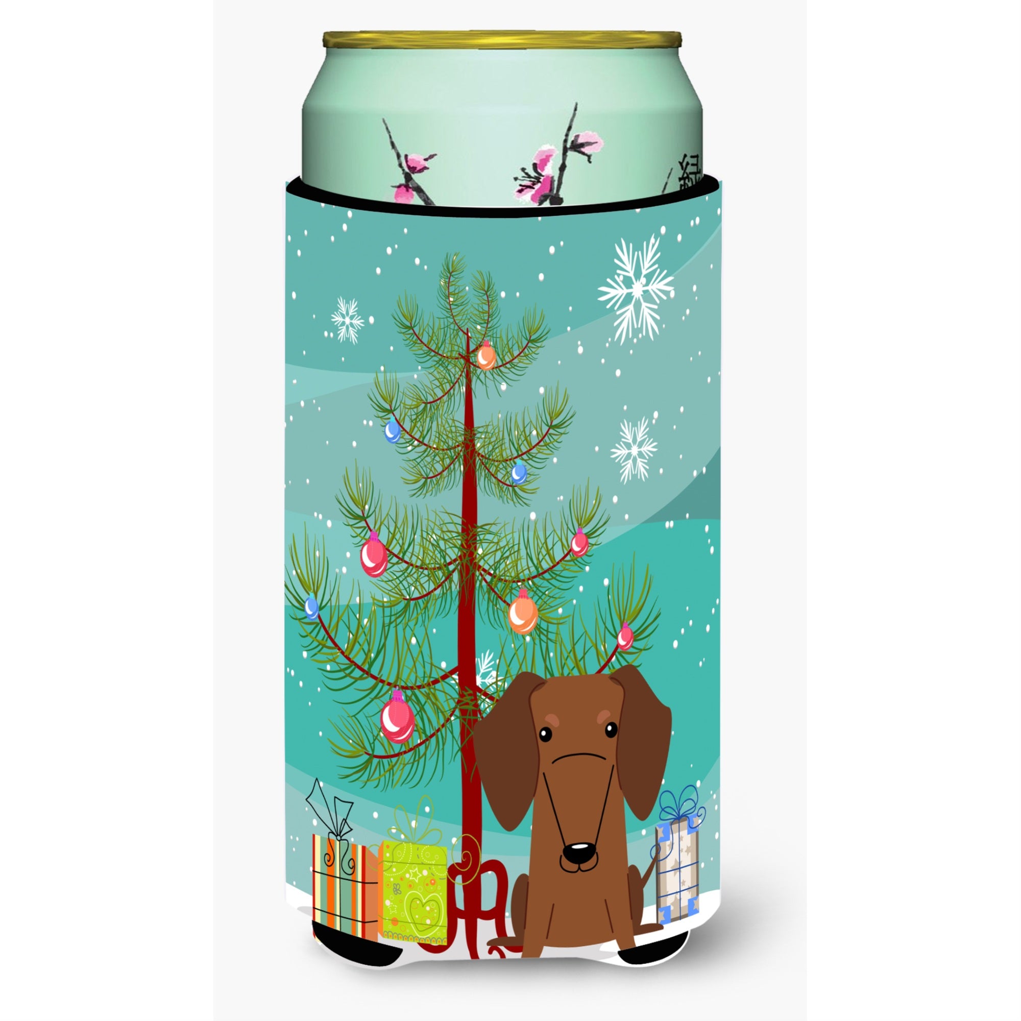 'Caroline'S Treasures Merry Christmas Tree Dachshund Red Brown Tall Boy Beverage Insulator Hugger Bb4255Tbc, Multicolor''