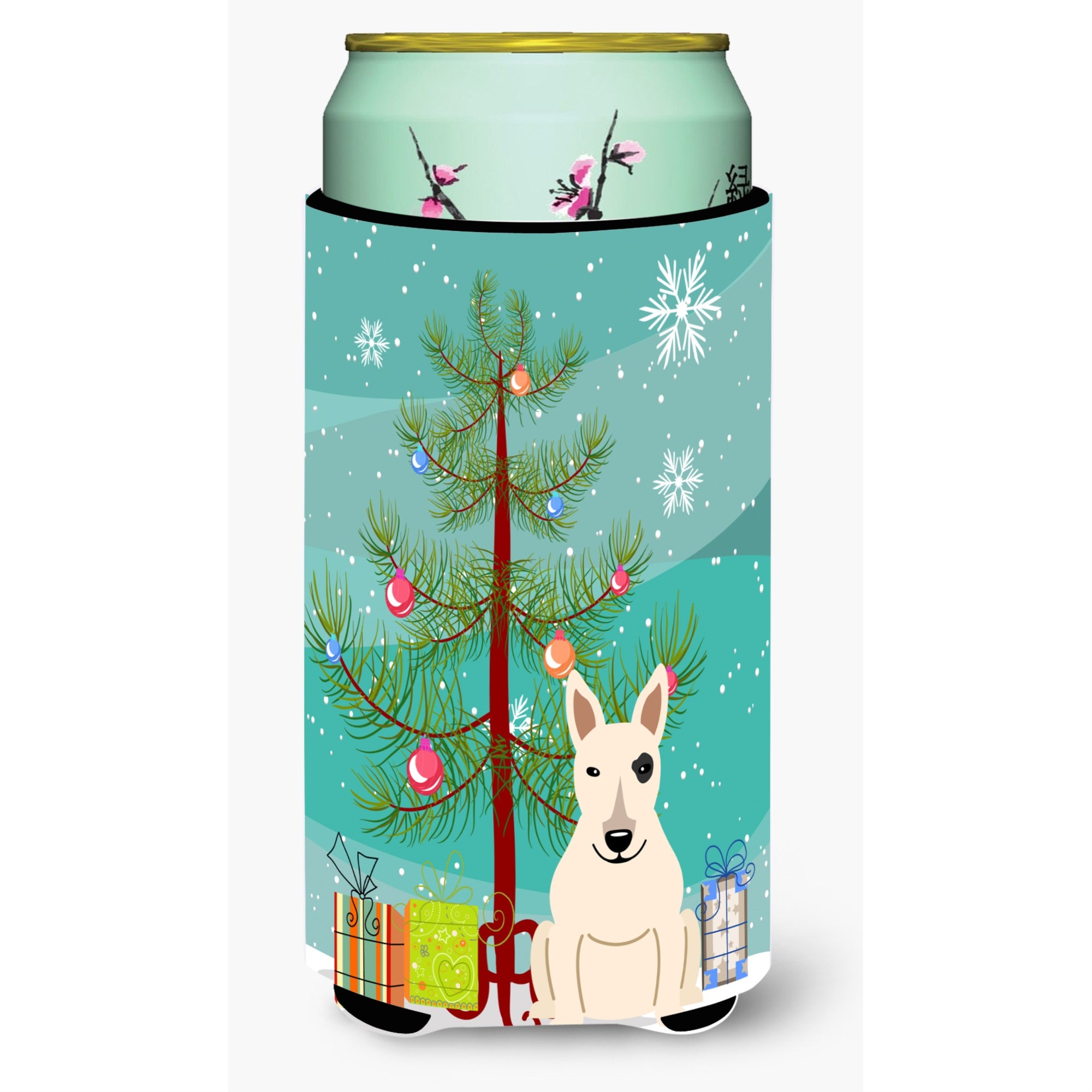 'Caroline'S Treasures Merry Christmas Tree Bull Terrier White Tall Boy Beverage Insulator Hugger Bb4263Tbc, Multicolor''