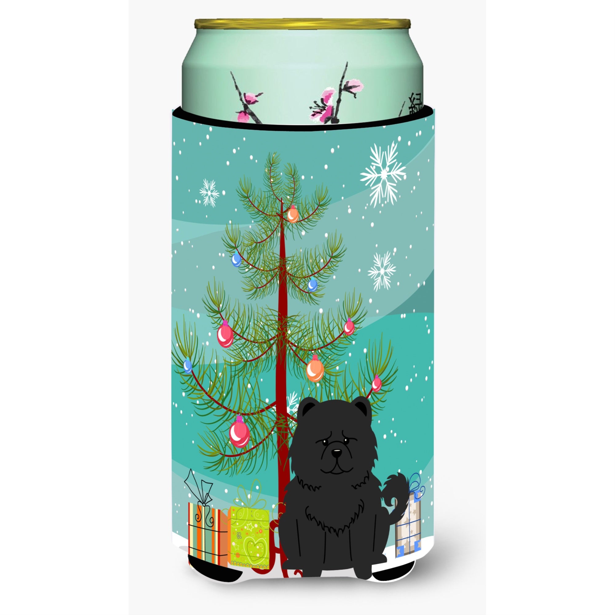 'Caroline'S Treasures Merry Christmas Tree Chow Black Tall Boy Beverage Insulator Hugger Bb4268Tbc, Multicolor''