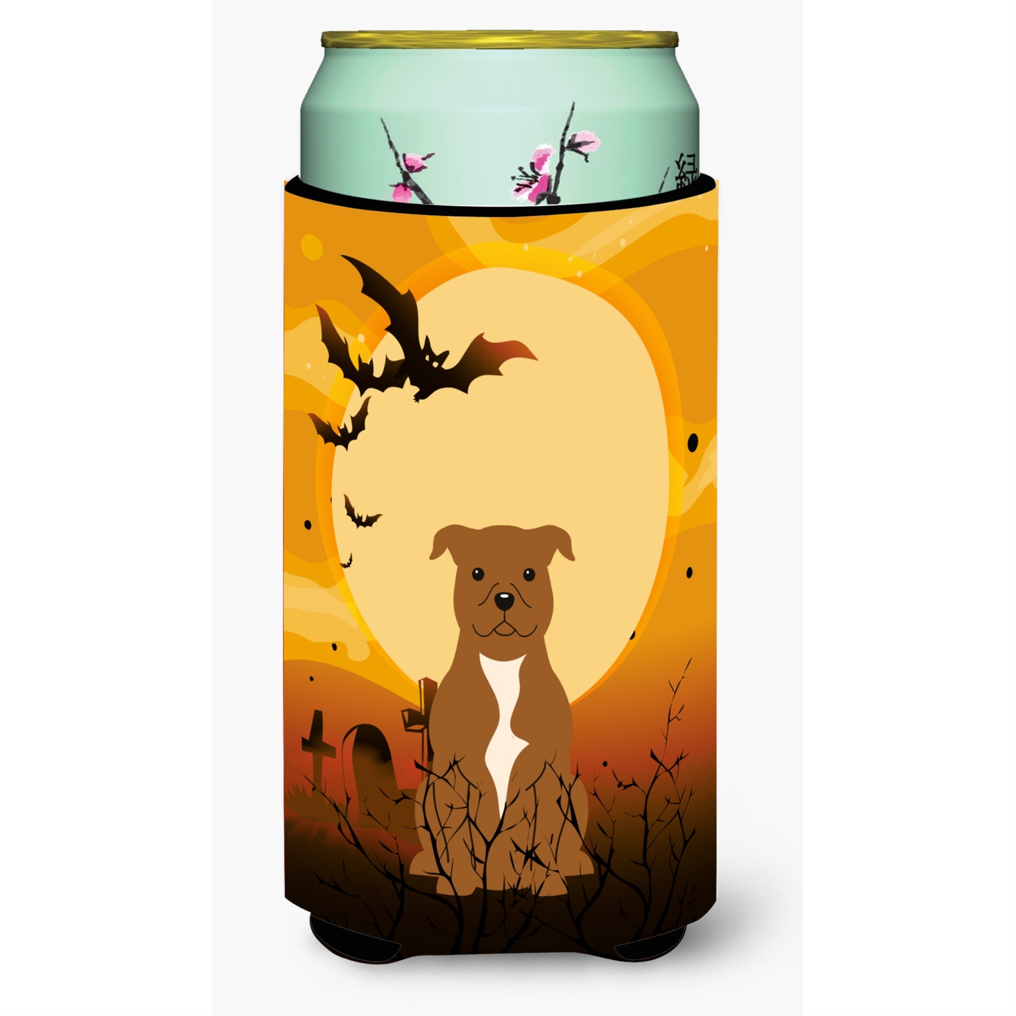 'Caroline'S Treasures Halloween Staffordshire Bull Terrier Brown Tall Boy Beverage Insulator Hugger Bb4313Tbc, Multicolor''