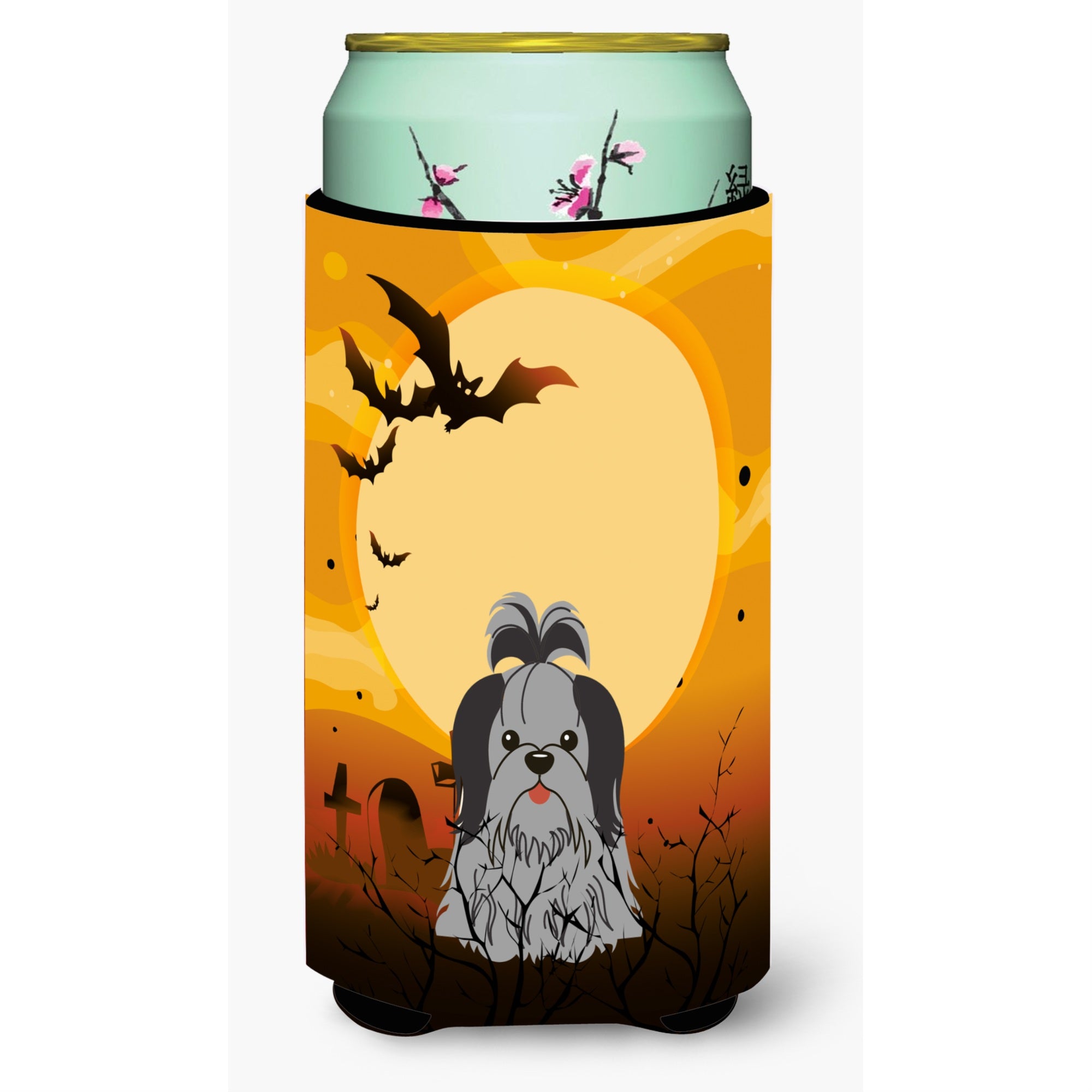 'Caroline'S Treasures Halloween Shih Tzu Black Silver Tall Boy Beverage Insulator Hugger Bb4355Tbc, Multicolor''