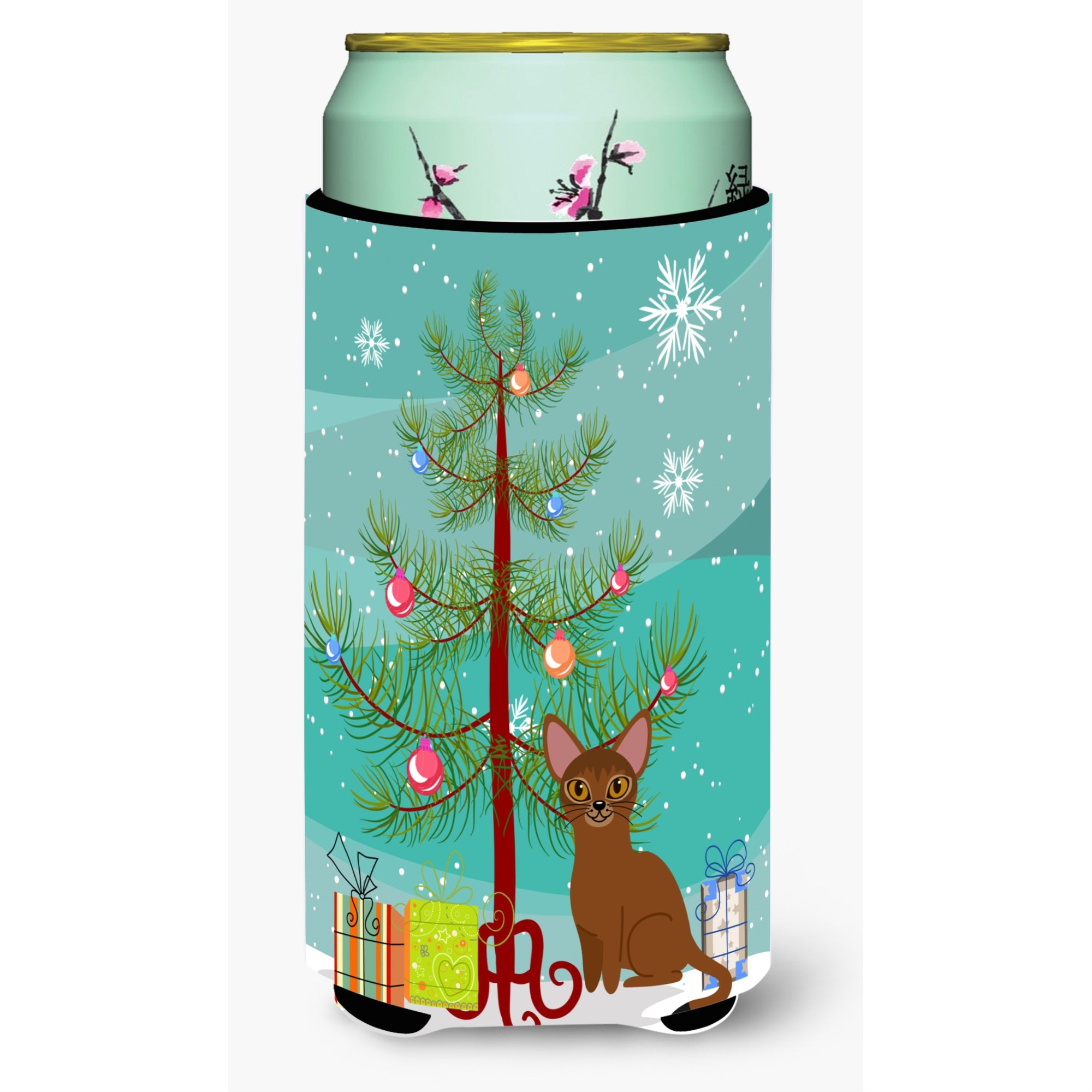 'Caroline'S Treasures Abyssinian Cat Merry Christmas Tree Tall Boy Beverage Insulator Hugger, Multicolor''