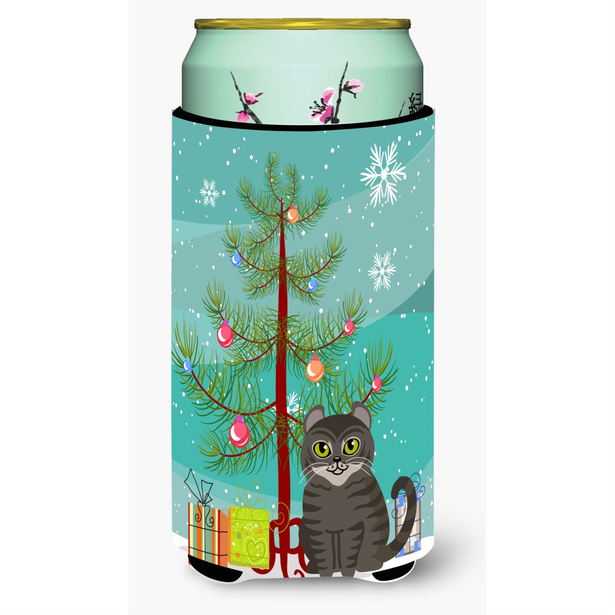 'Caroline'S Treasures American Curl Cat Merry Christmas Tree Tall Boy Beverage Insulator Hugger, Multicolor''