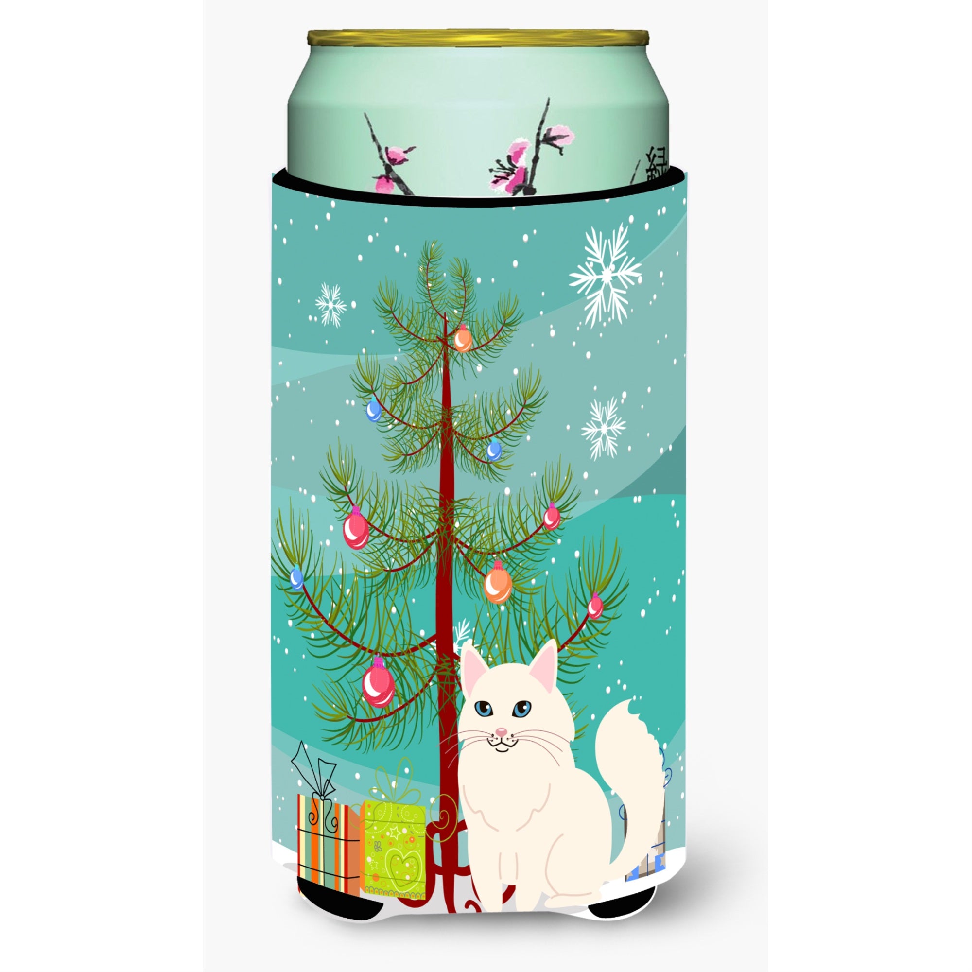 'Caroline'S Treasures Turkish Angora Cat Merry Christmas Tree Tall Boy Beverage Insulator Hugger, Multicolor''