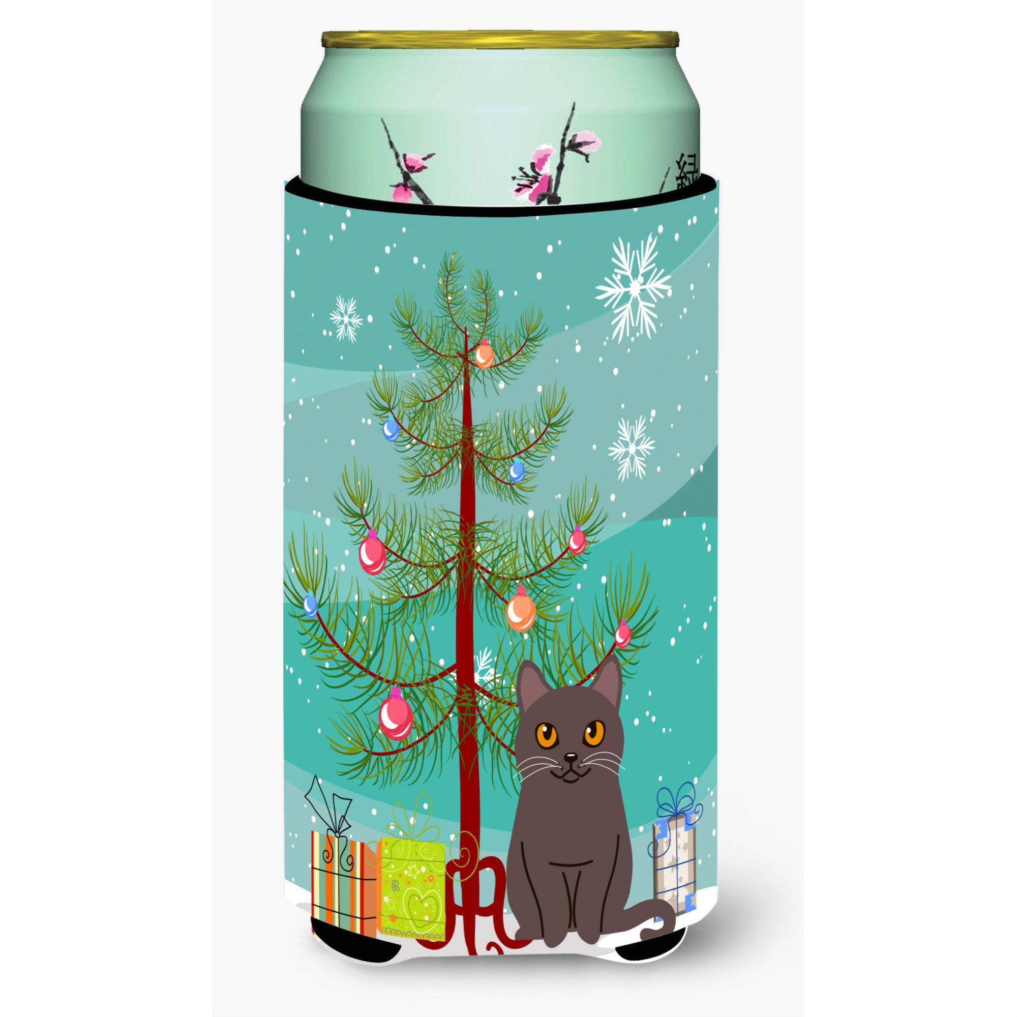 'Caroline'S Treasures Chartreux Cat Merry Christmas Tree Tall Boy Beverage Insulator Hugger, Multicolor''