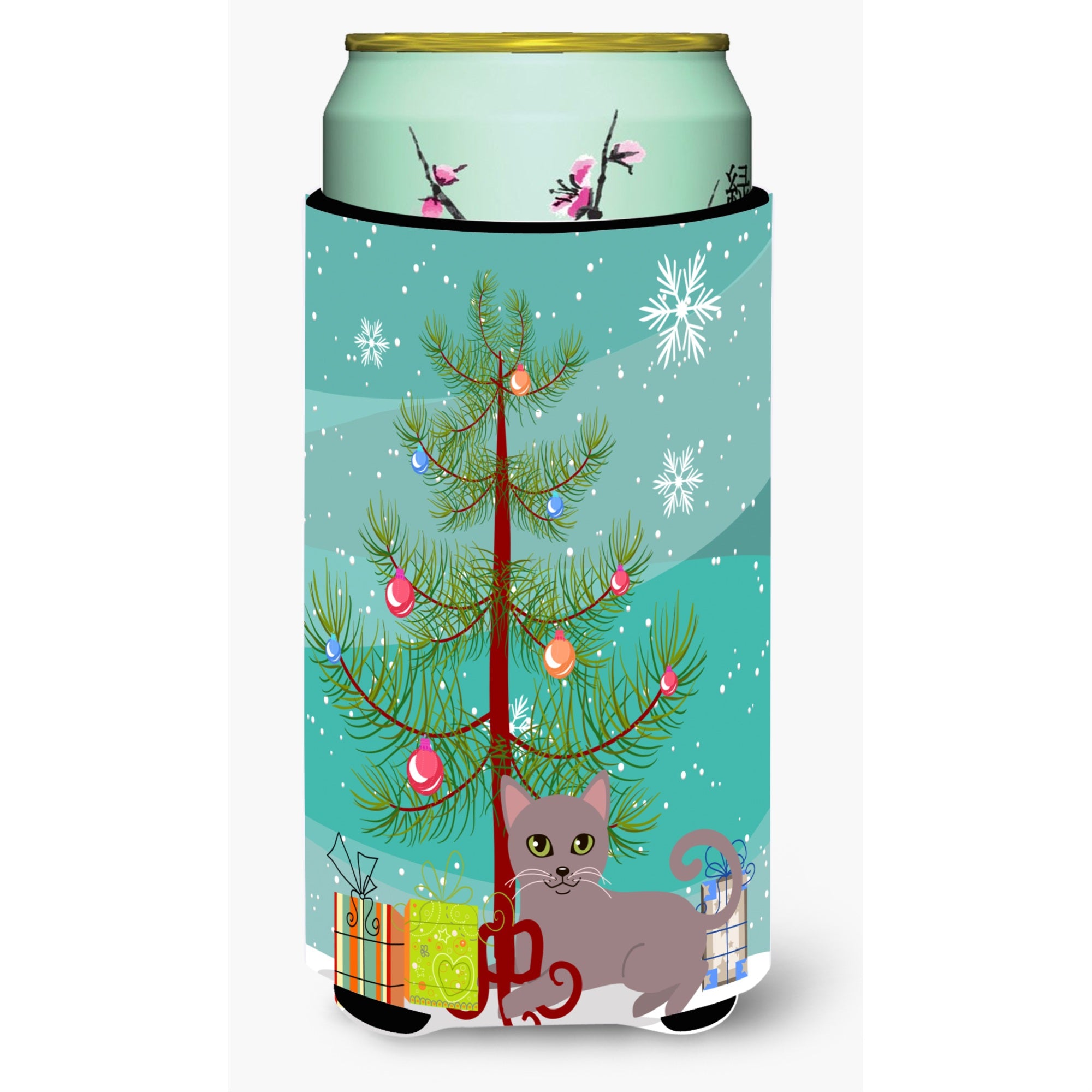 'Caroline'S Treasures Russian Blue Cat Merry Christmas Tree Tall Boy Beverage Insulator Hugger, Multicolor''