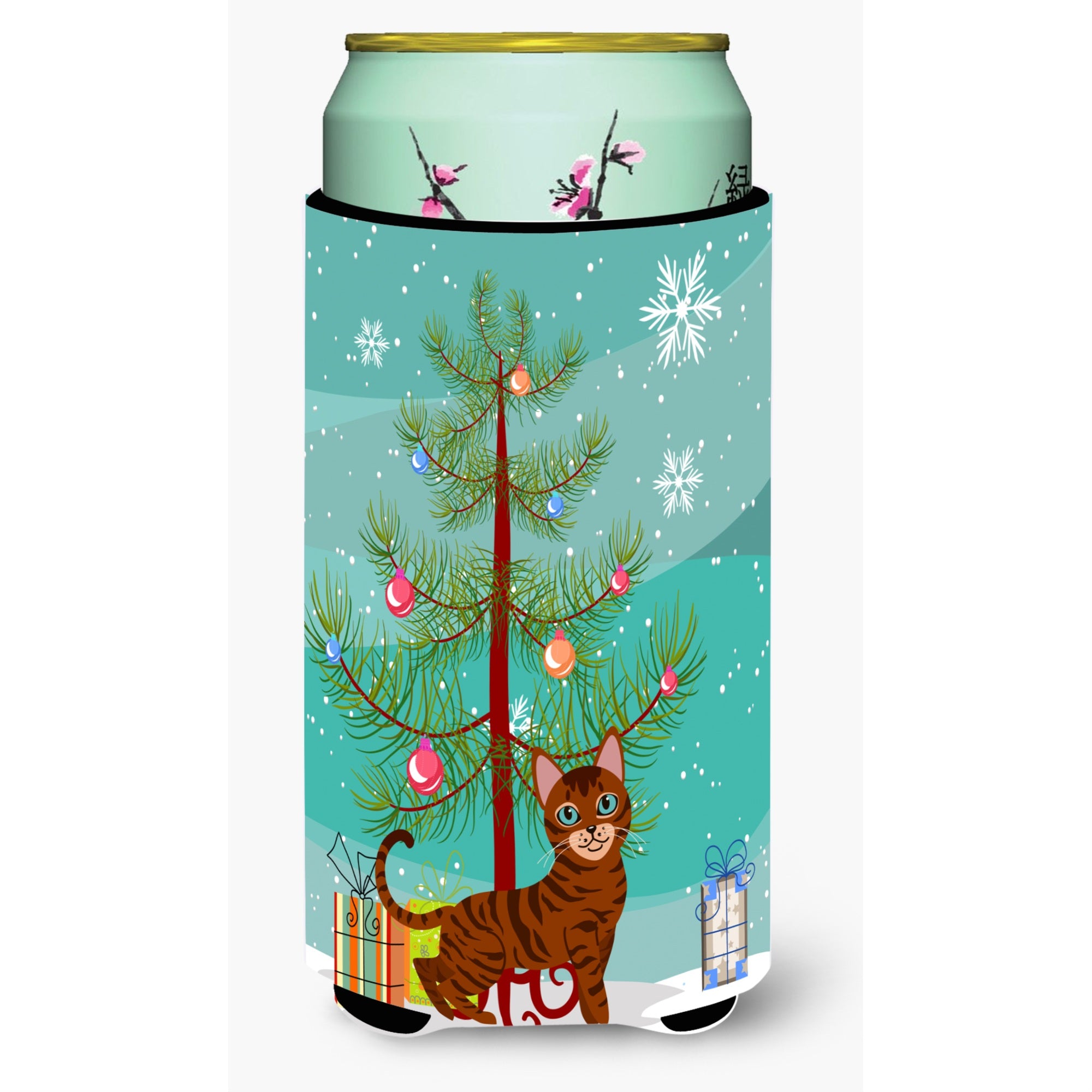 'Caroline'S Treasures Toyger Cat Merry Christmas Tree Tall Boy Beverage Insulator Hugger, Multicolor''
