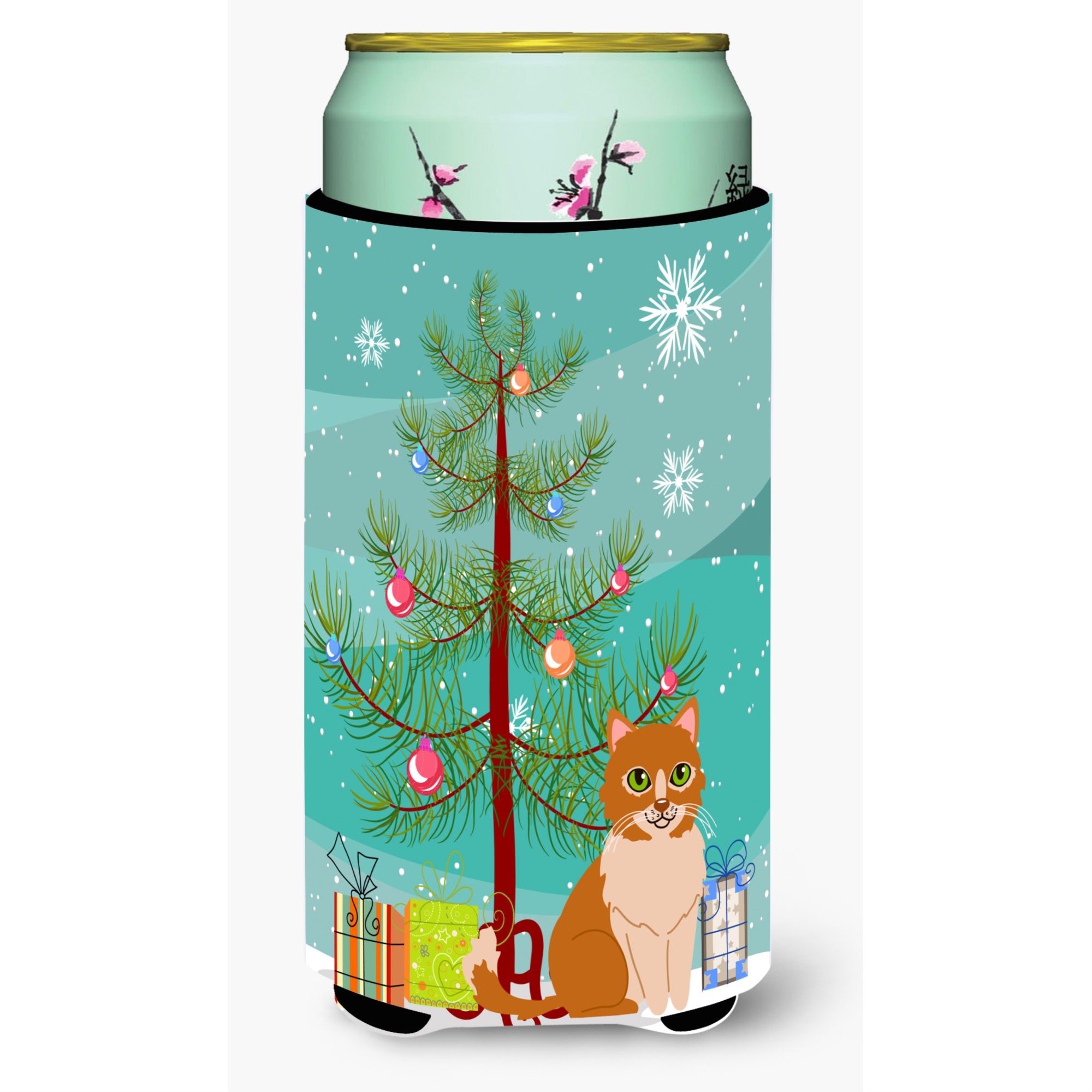 'Caroline'S Treasures Merry Christmas Tree Ural Rex Cat Tall Boy Beverage Insulator Hugger, Multicolor''