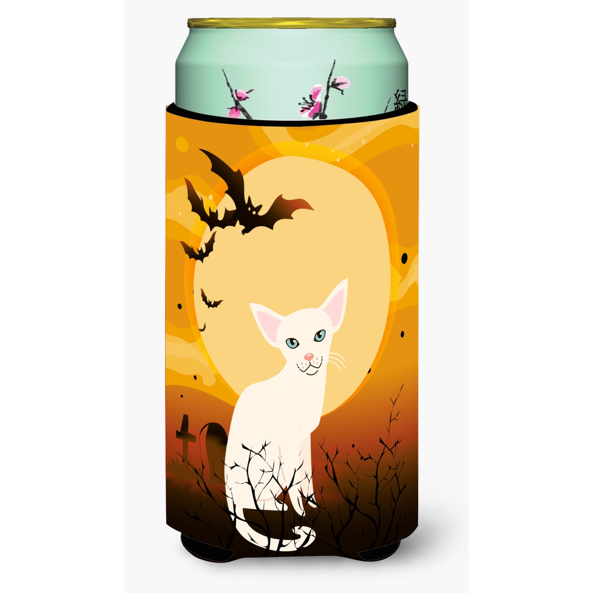 'Caroline'S Treasures Halloween Foreign White Cat Tall Boy Beverage Insulator Hugger, Multicolor''
