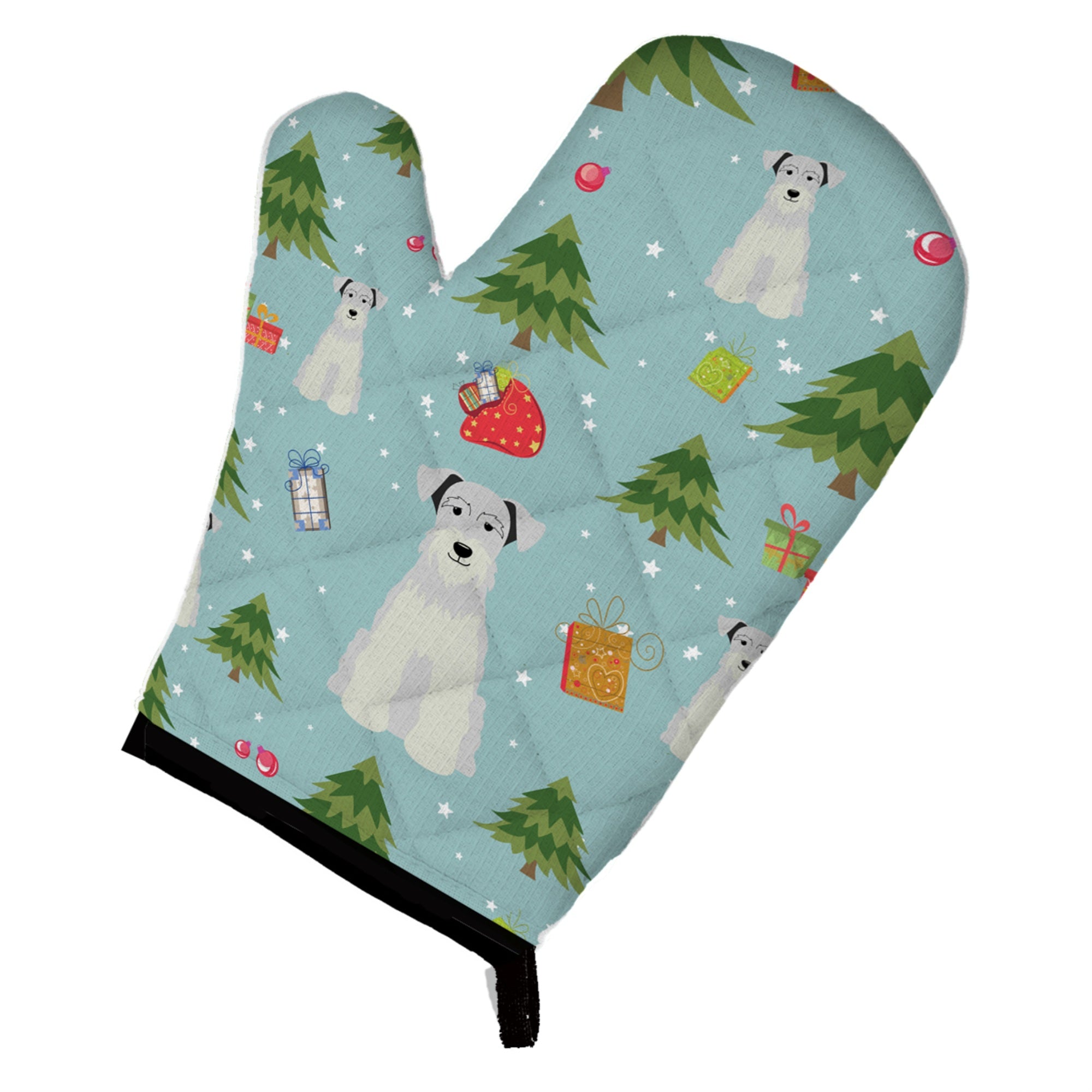 'Caroline'S Treasures Bb4713Ovmt Christmas Miniature Schanuzer White Oven Mitt, 12'''' By 8.5'''', Multicolor''