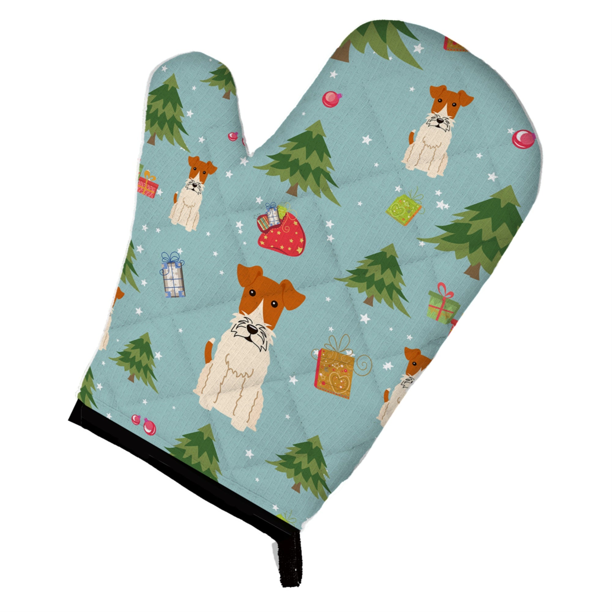 'Caroline'S Treasures Bb4761Ovmt Christmas Wire Fox Terrier Oven Mitt, 12'''' By 8.5'''', Multicolor''