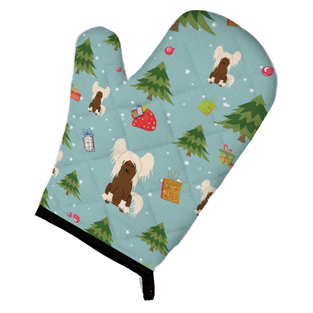 'Caroline'S Treasures Bb4773Ovmt Christmas Chinese Crested Cream Oven Mitt, 12'''' By 8.5'''', Multicolor''