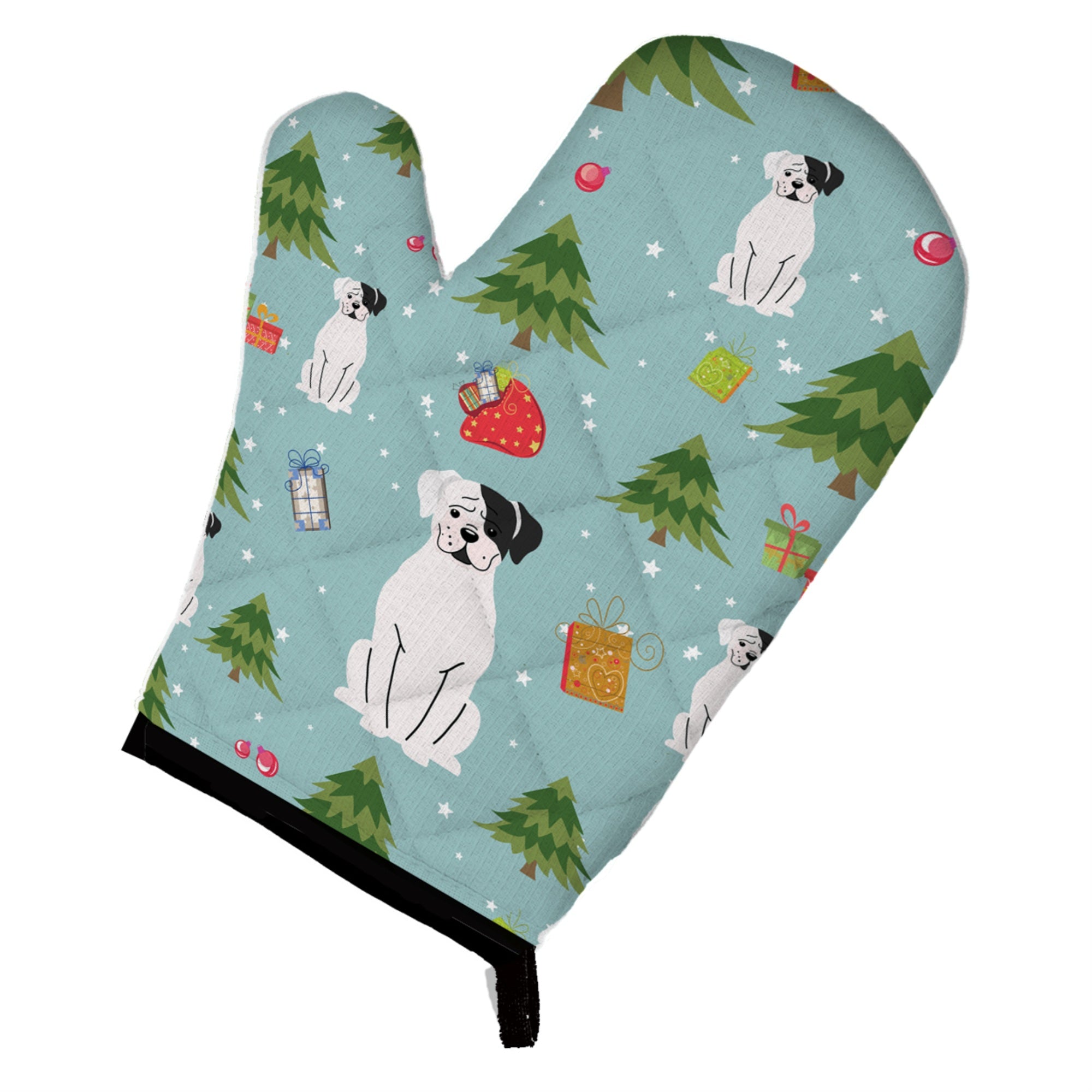 'Caroline'S Treasures Bb4774Ovmt Christmas White Boxer Cooper Oven Mitt, 12'''' By 8.5'''', Multicolor''