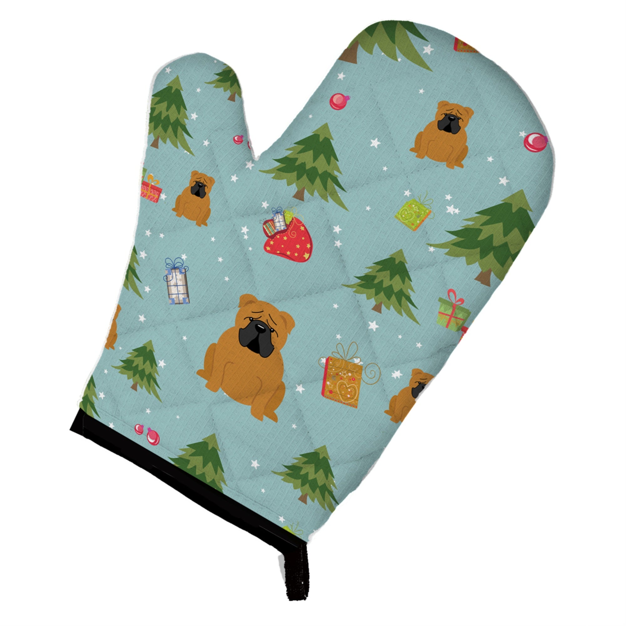 'Caroline'S Treasures Bb4782Ovmt Christmas English Bulldog Red Oven Mitt, 12'''' By 8.5'''', Multicolor''