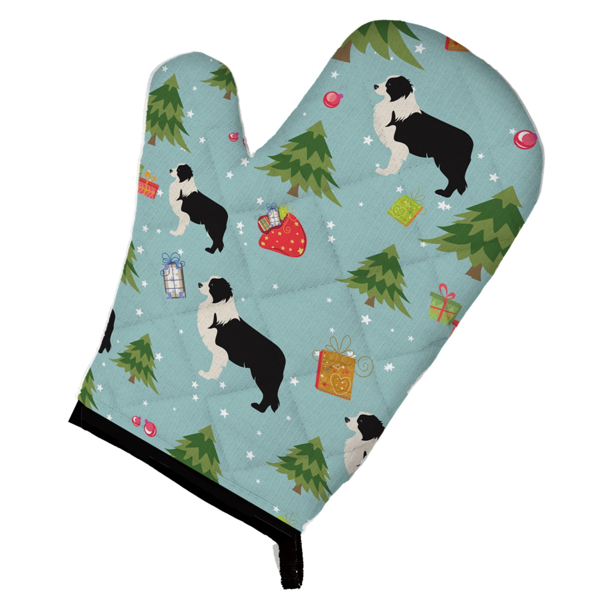 'Caroline'S Treasures Bb4847Ovmt Christmas Black Border Collie Oven Mitt, 12'''' By 8.5'''', Multicolor''