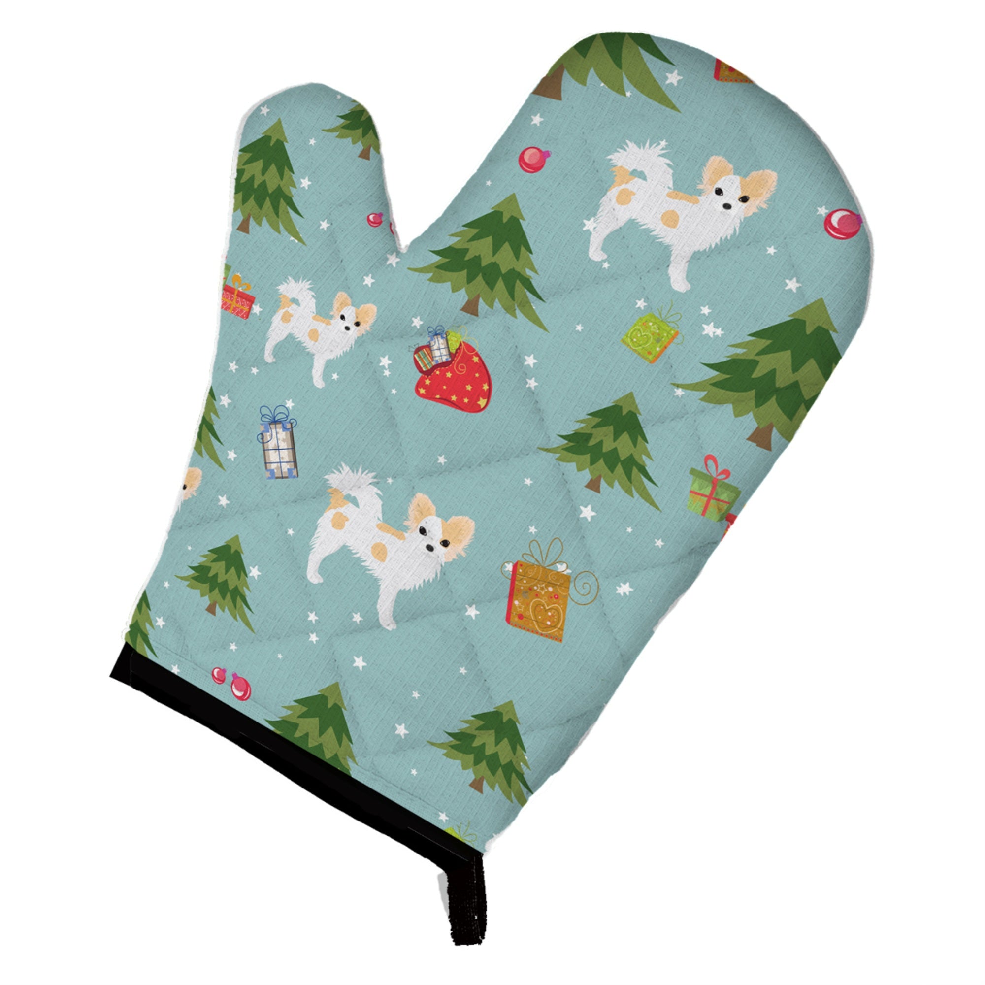 'Caroline'S Treasures Bb4927Ovmt Christmas Longhair Pied Chihuahua Oven Mitt, 12'''' By 8.5'''', Multicolor''