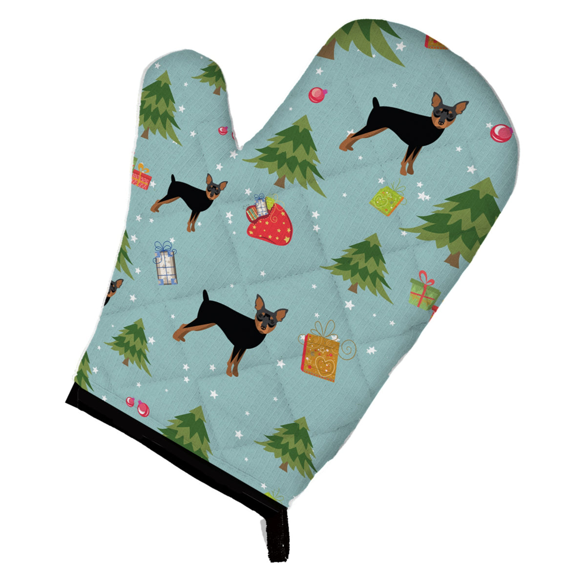 'Caroline'S Treasures Bb4968Ovmt Christmas Miniature Pinscher Oven Mitt, 12'''' By 8.5'''', Multicolor''