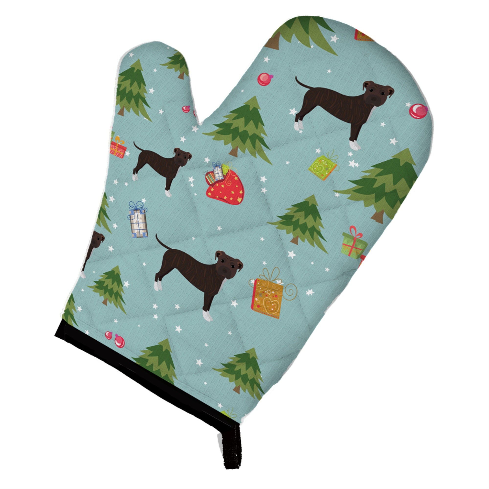 'Caroline'S Treasures Bb4985Ovmt Christmas Brindle Staffordshire Bull Terrier Oven Mitt, 12'''' By 8.5'''', Multicolor''