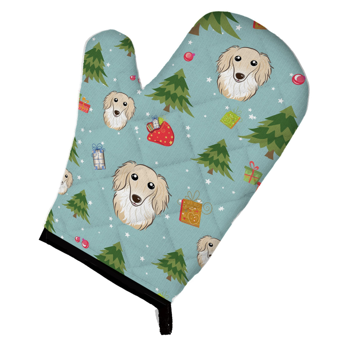 'Caroline'S Treasures Bb5001Ovmt Christmas Longhair Creme Dachshund Oven Mitt, 12'''' By 8.5'''', Multicolor''