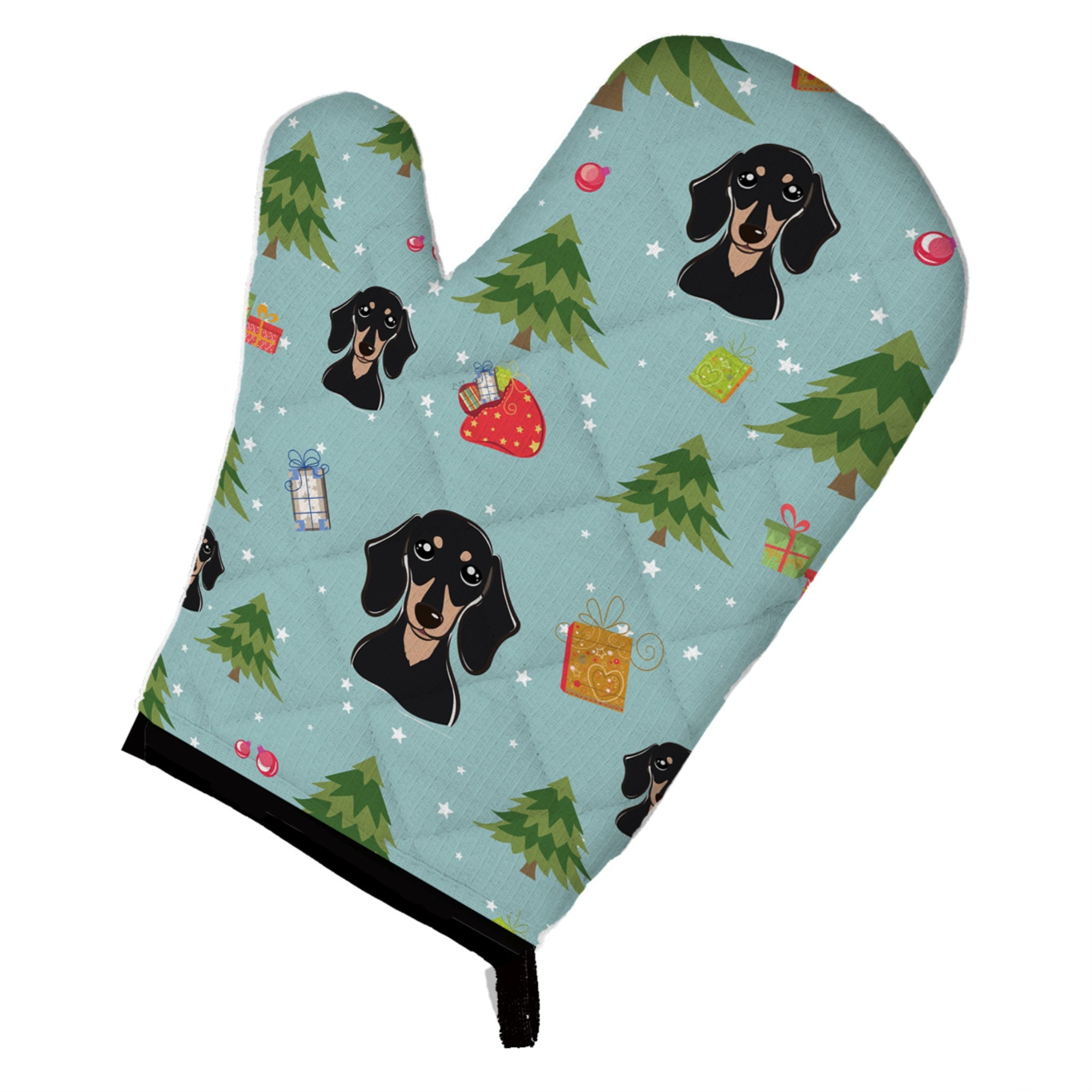'Caroline'S Treasures Bb5004Ovmt Christmas Smooth Black And Tan Dachshund Oven Mitt, 12'''' By 8.5'''', Multicolor''