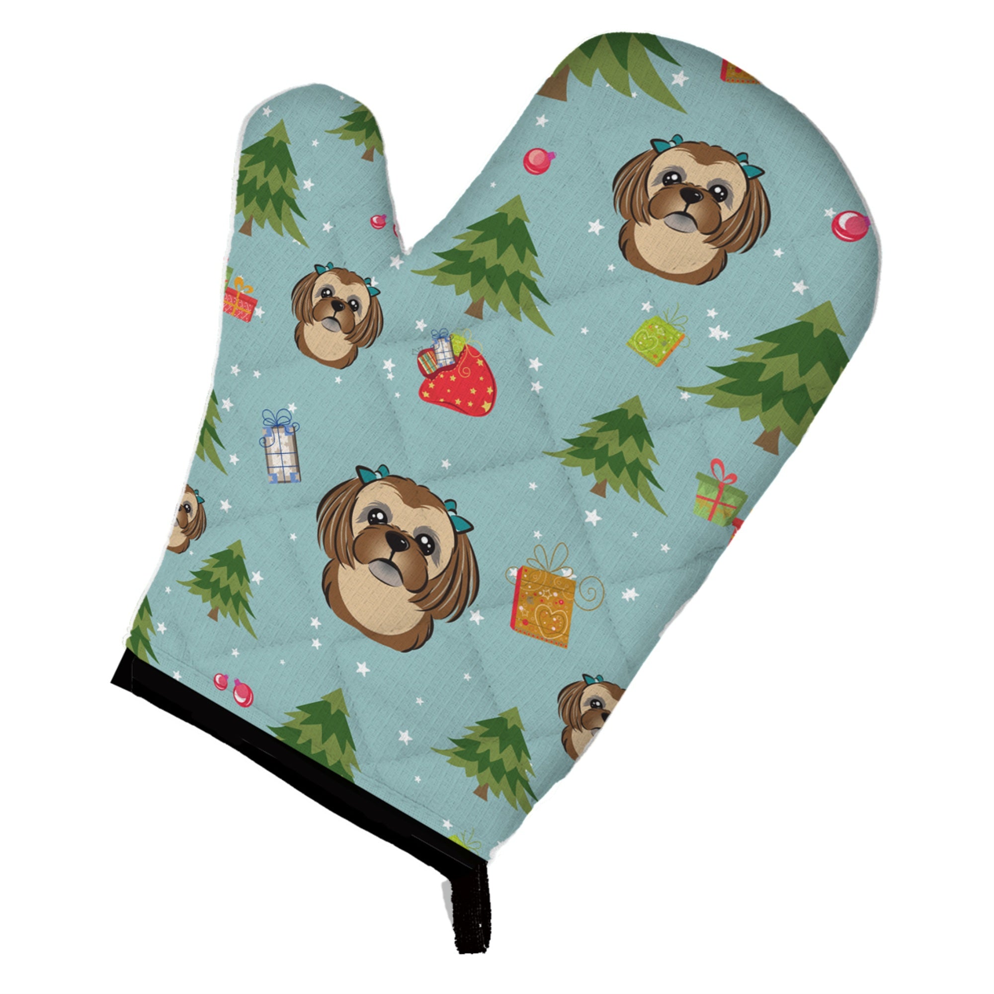 'Caroline'S Treasures Bb5038Ovmt Christmas Chocolate Brown Shih Tzu Oven Mitt, 12'''' By 8.5'''', Multicolor''