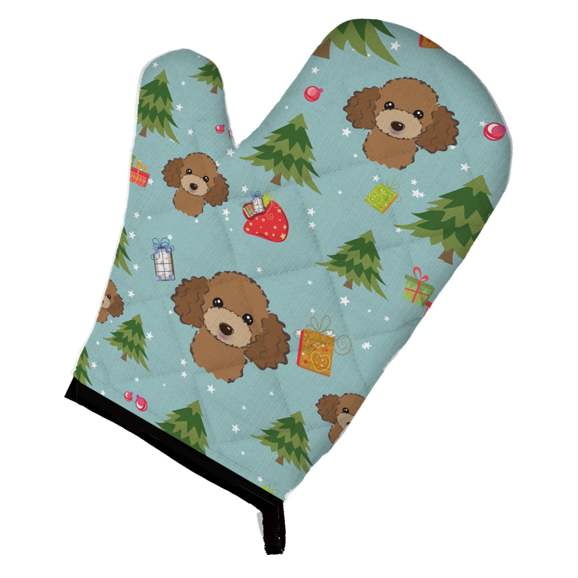 'Caroline'S Treasures Bb5045Ovmt Christmas Chocolate Brown Poodle Oven Mitt, 12'''' By 8.5'''', Multicolor''