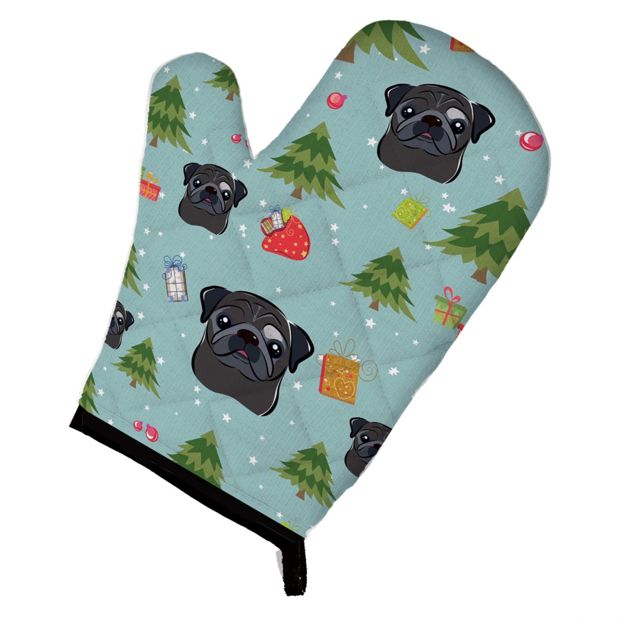 'Caroline'S Treasures Bb5052Ovmt Christmas Black Pug Oven Mitt, 12'''' By 8.5'''', Multicolor''