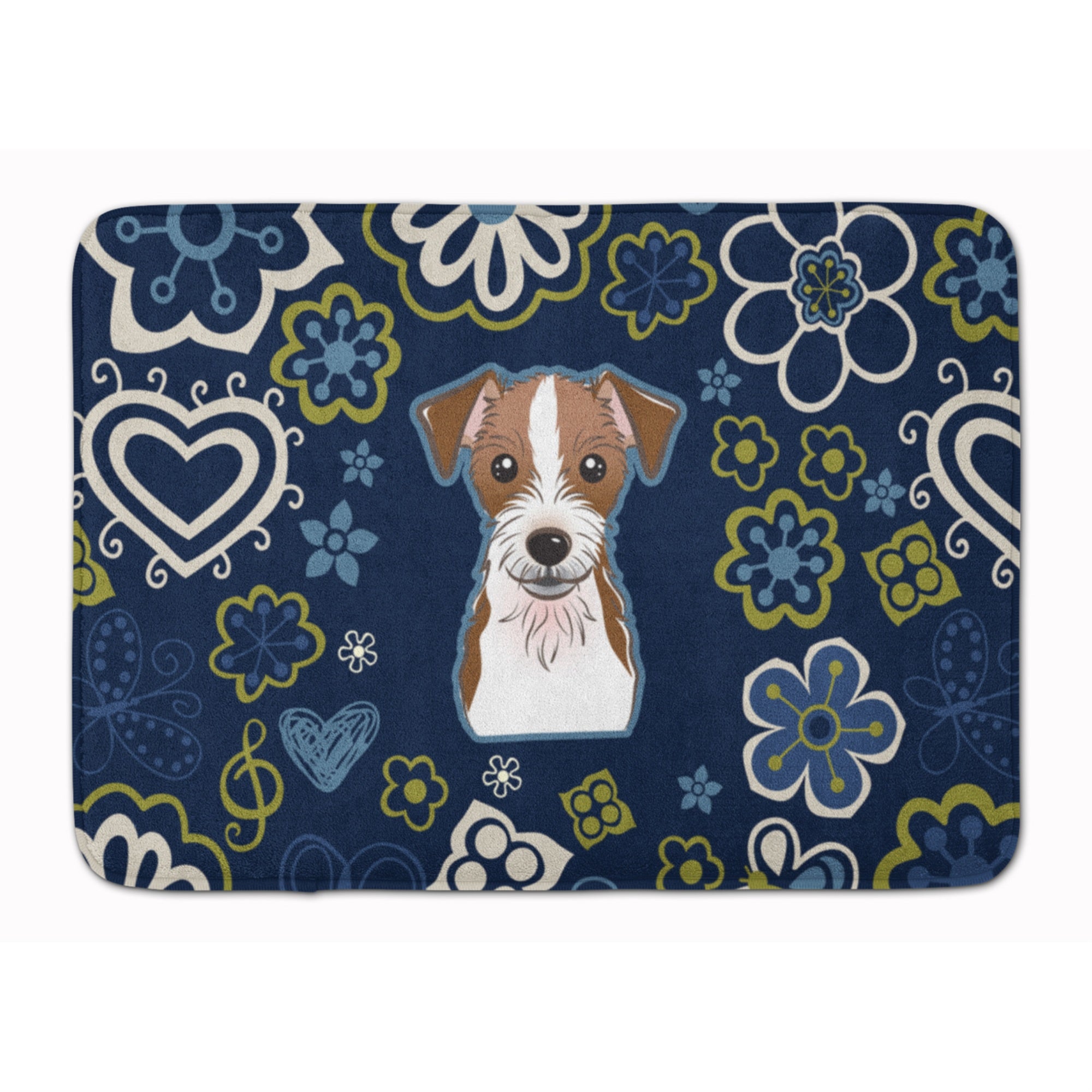 'Caroline'S Treasures Blue Flowers Jack Russell Terrier, 19'''' X 27'''', Multicolor''