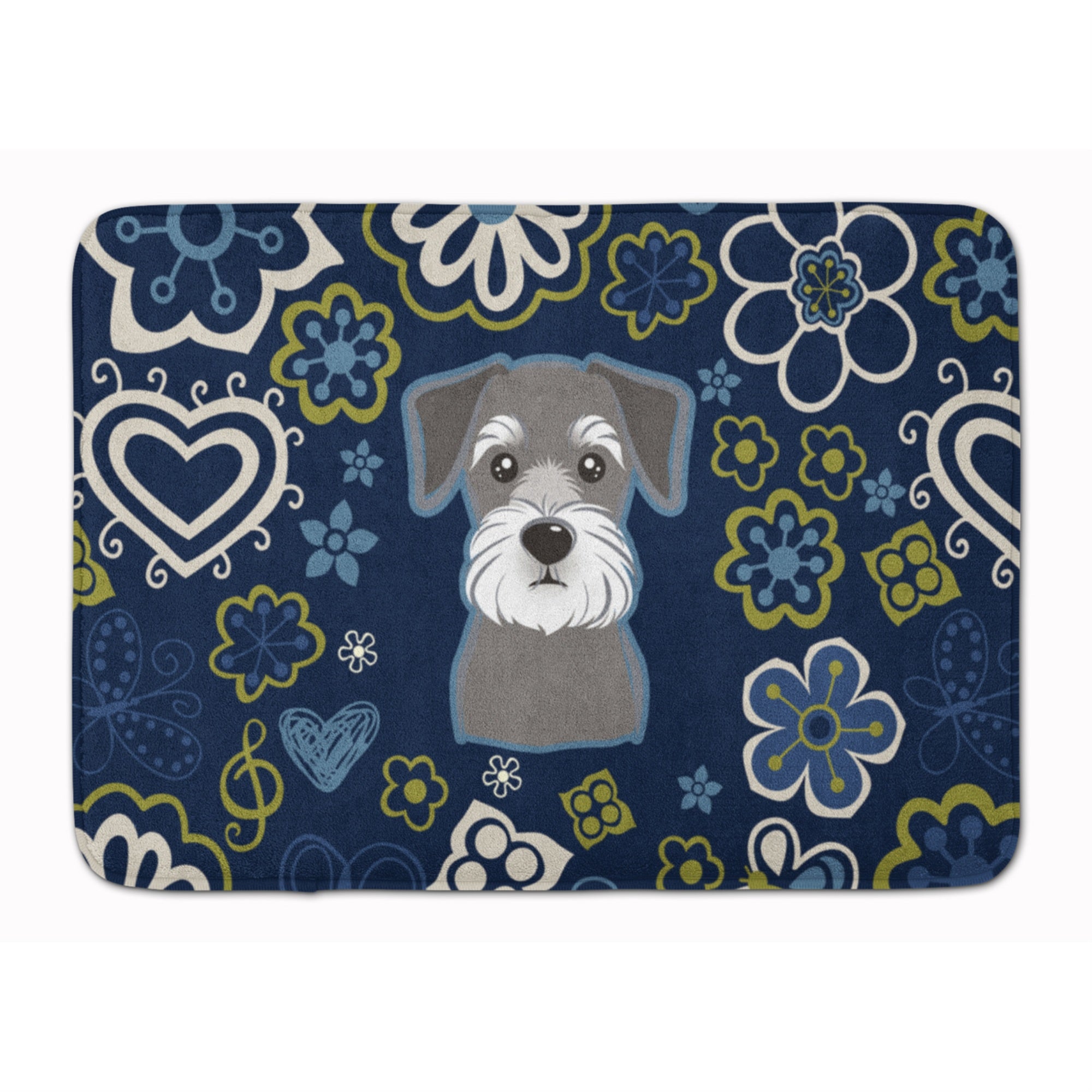 'Caroline'S Treasures Blue Flowers Schnauzer Floor Mat, 19'''' X 27'''', Multicolor''