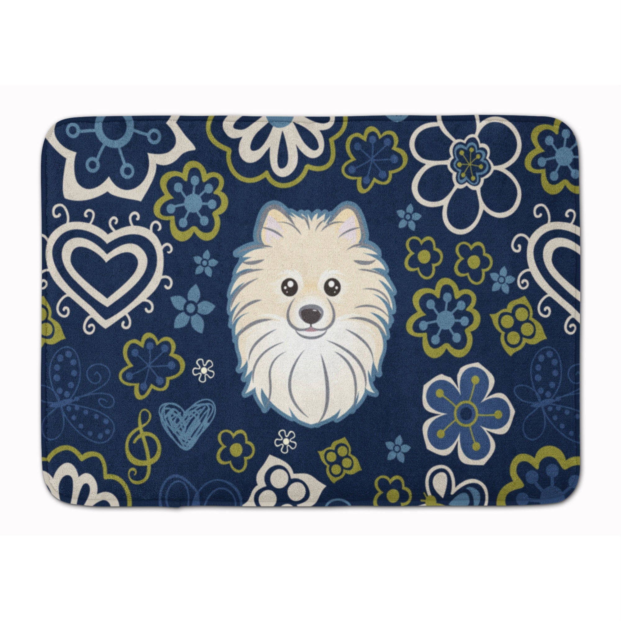 'Caroline'S Treasures Blue Flowers Pomeranian Floor Mat, 19'''' X 27'''', Multicolor''