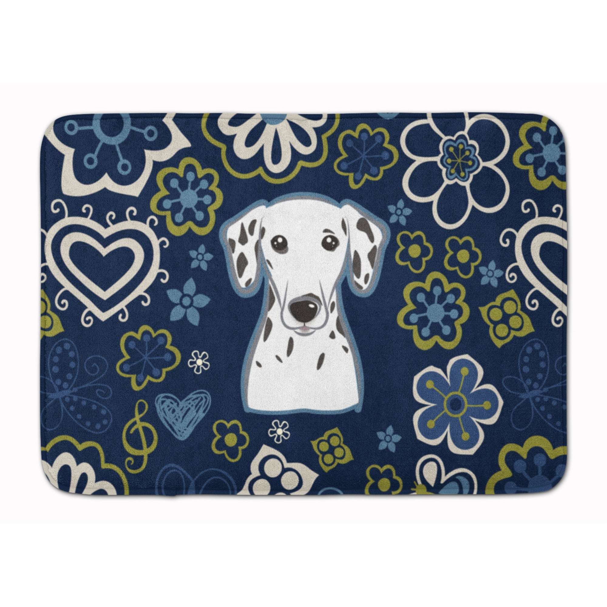 'Caroline'S Treasures Blue Flowers Dalmatian Floor Mat, 19'''' X 27'''', Multicolor''