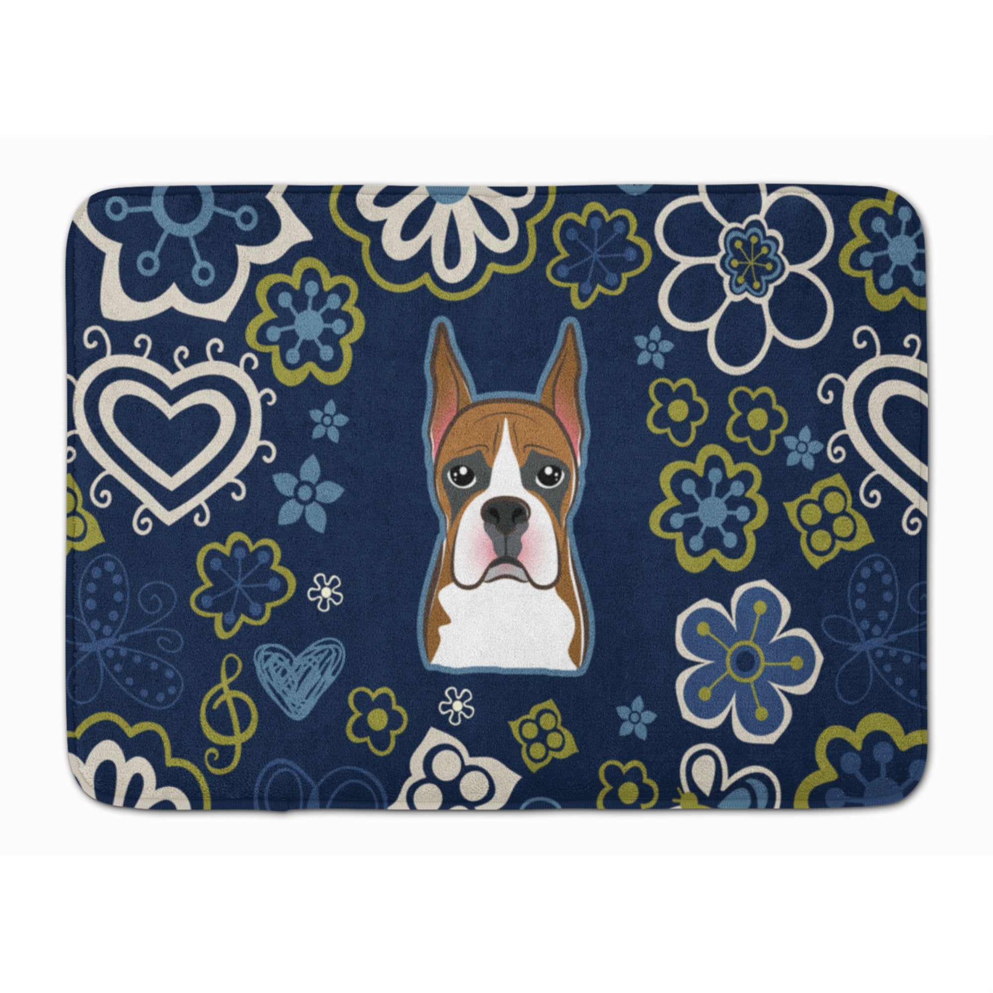 'Caroline'S Treasures Blue Flowers Boxer Floor Mat, 19'''' X 27'''', Multicolor''