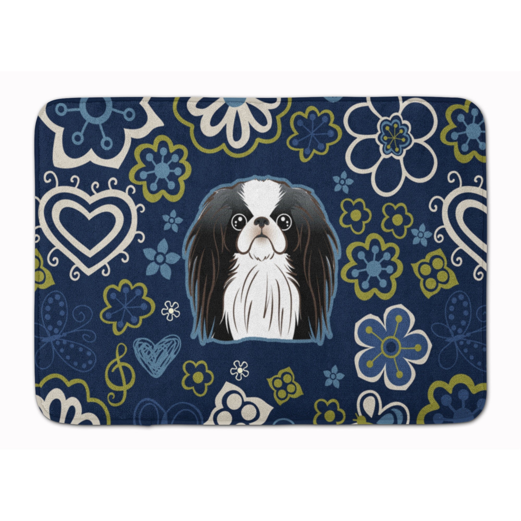 'Caroline'S Treasures Blue Flowers Japanese Chin Floor Mat, 19'''' X 27'''', Multicolor''