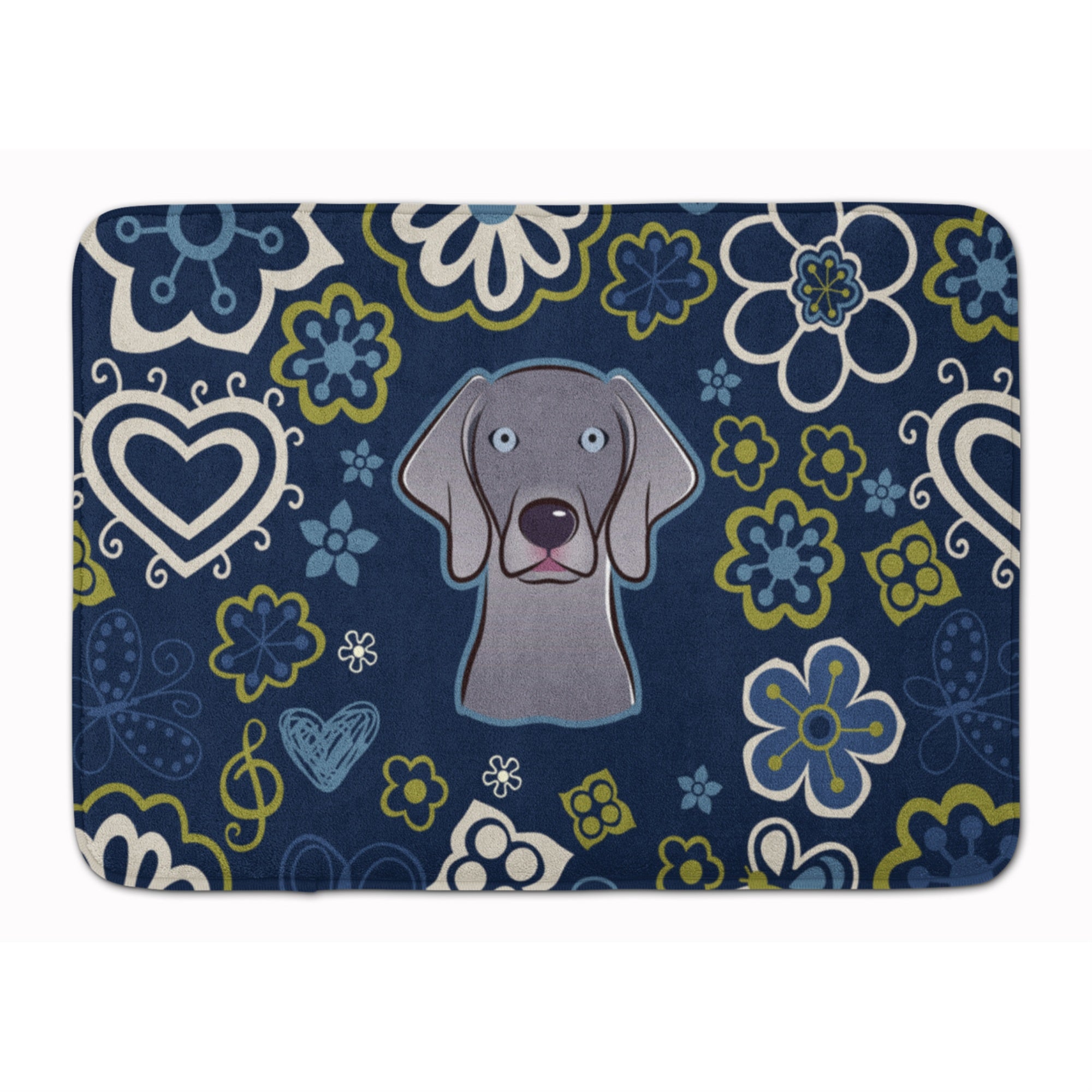 'Caroline'S Treasures Blue Flowers Weimaraner Floor Mat, 19'''' X 27'''', Multicolor''