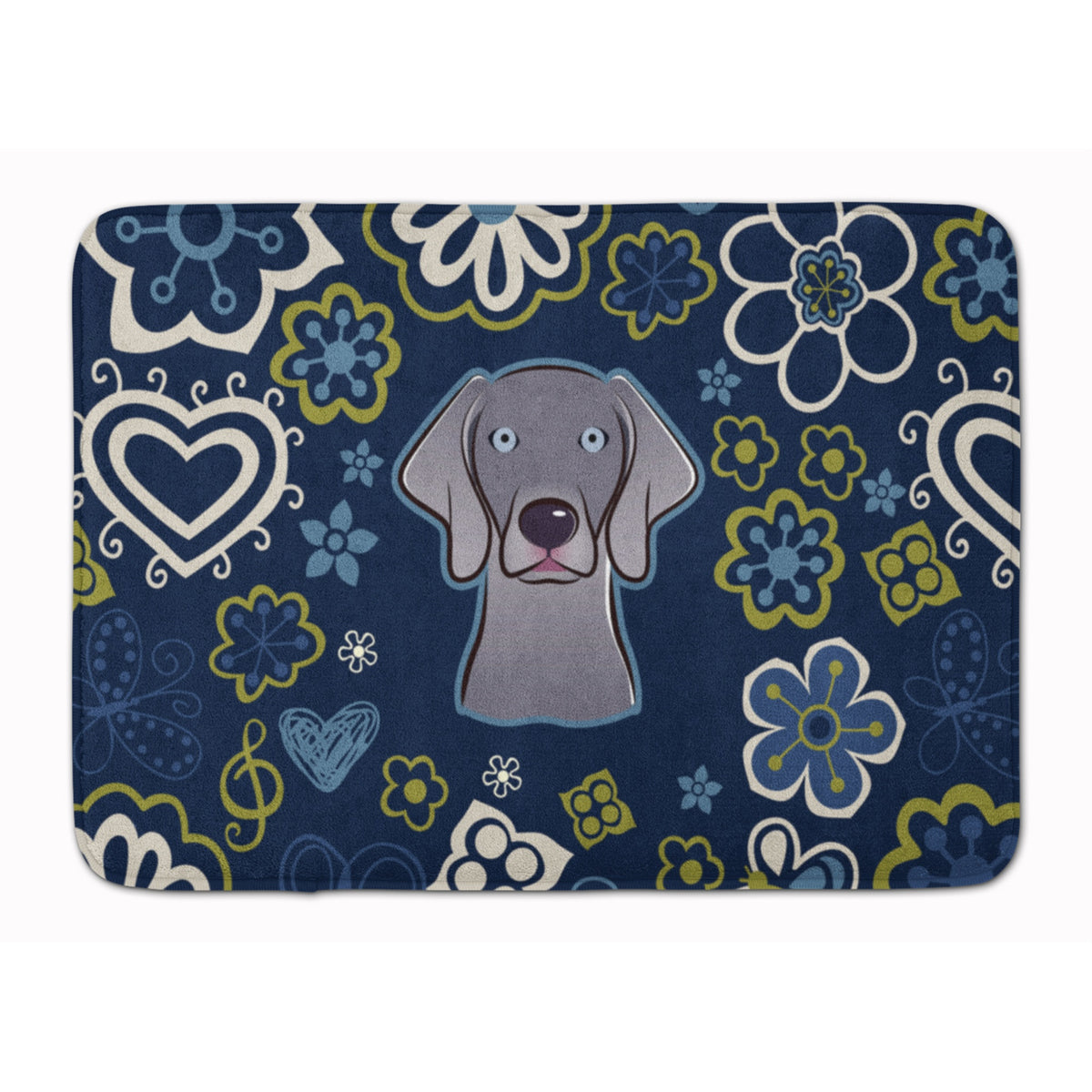 'Caroline'S Treasures Blue Flowers Weimaraner Floor Mat, 19'''' X 27'''', Multicolor''