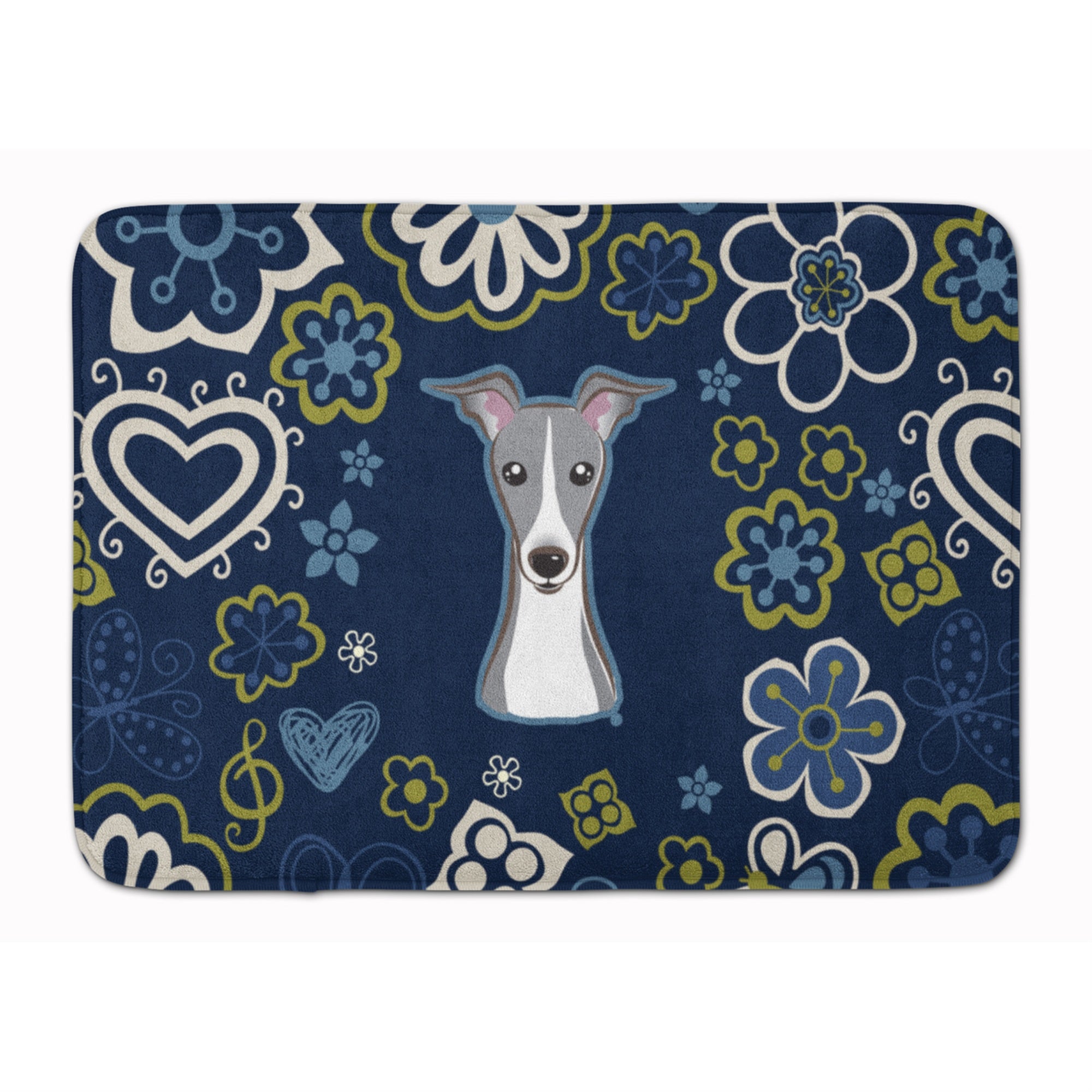 'Caroline'S Treasures Blue Flowers Italian Greyhound, 19'''' X 27'''', Multicolor''